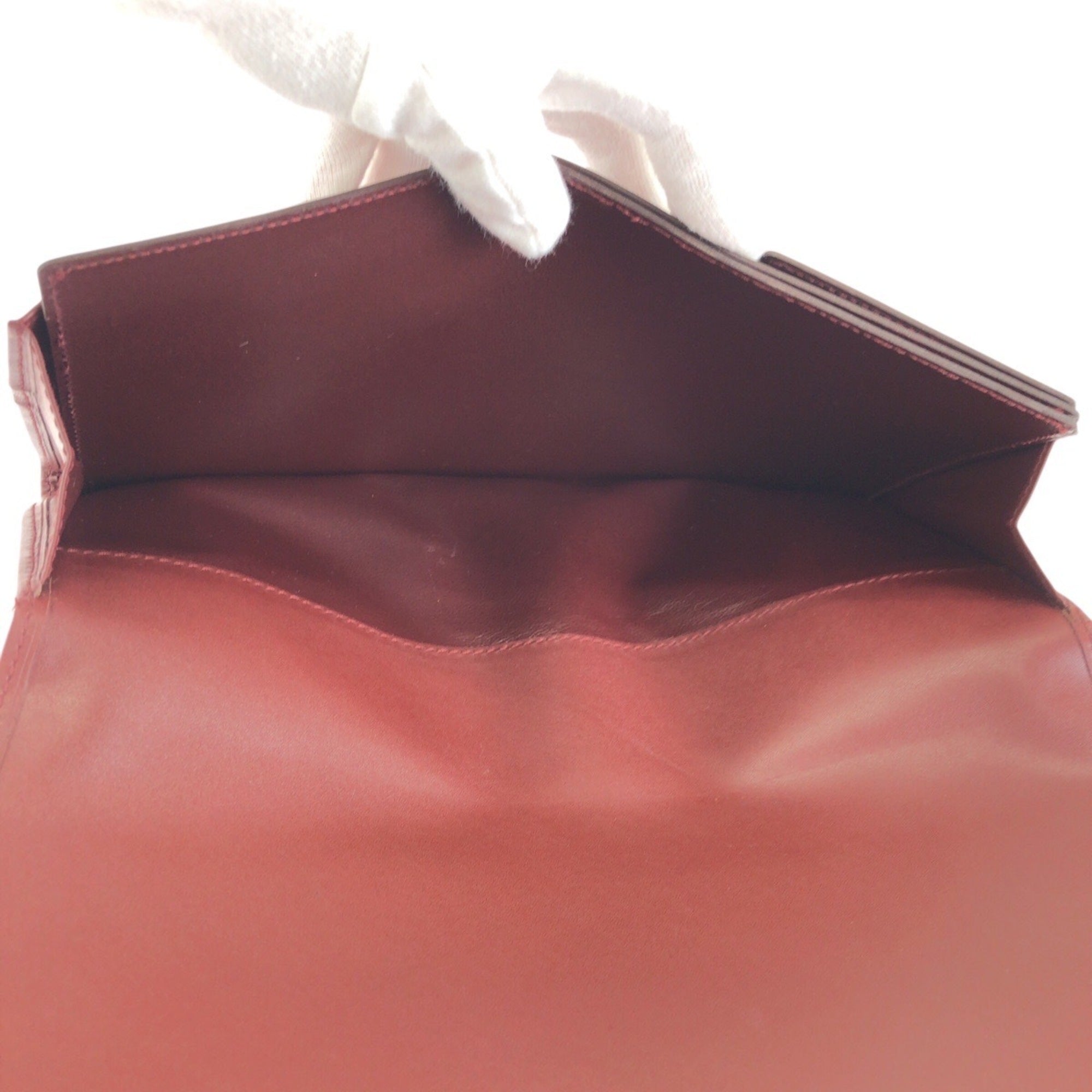 Cartier Bordeaux Wine Red Leather Clutch Bag (Pre-Owned)