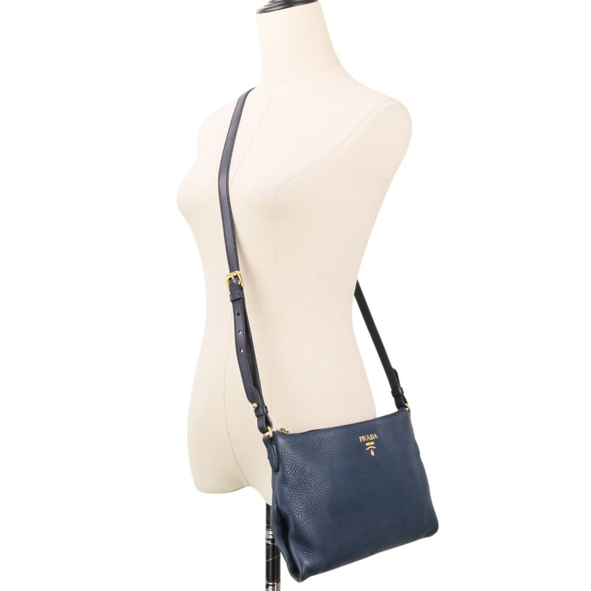 Prada Navy Leather Shoulder Bag (Pre-Owned)