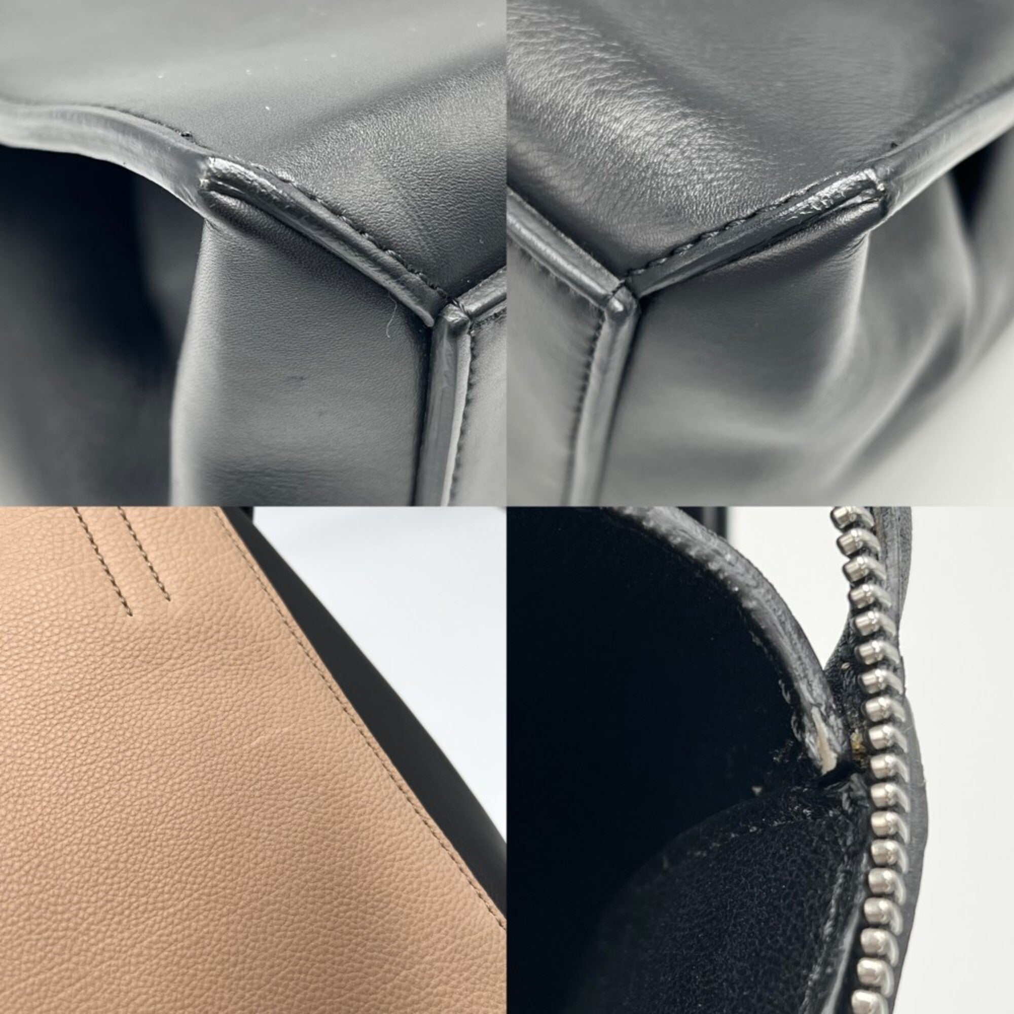 Celine Beige Black Leather Handbag (Pre-Owned)