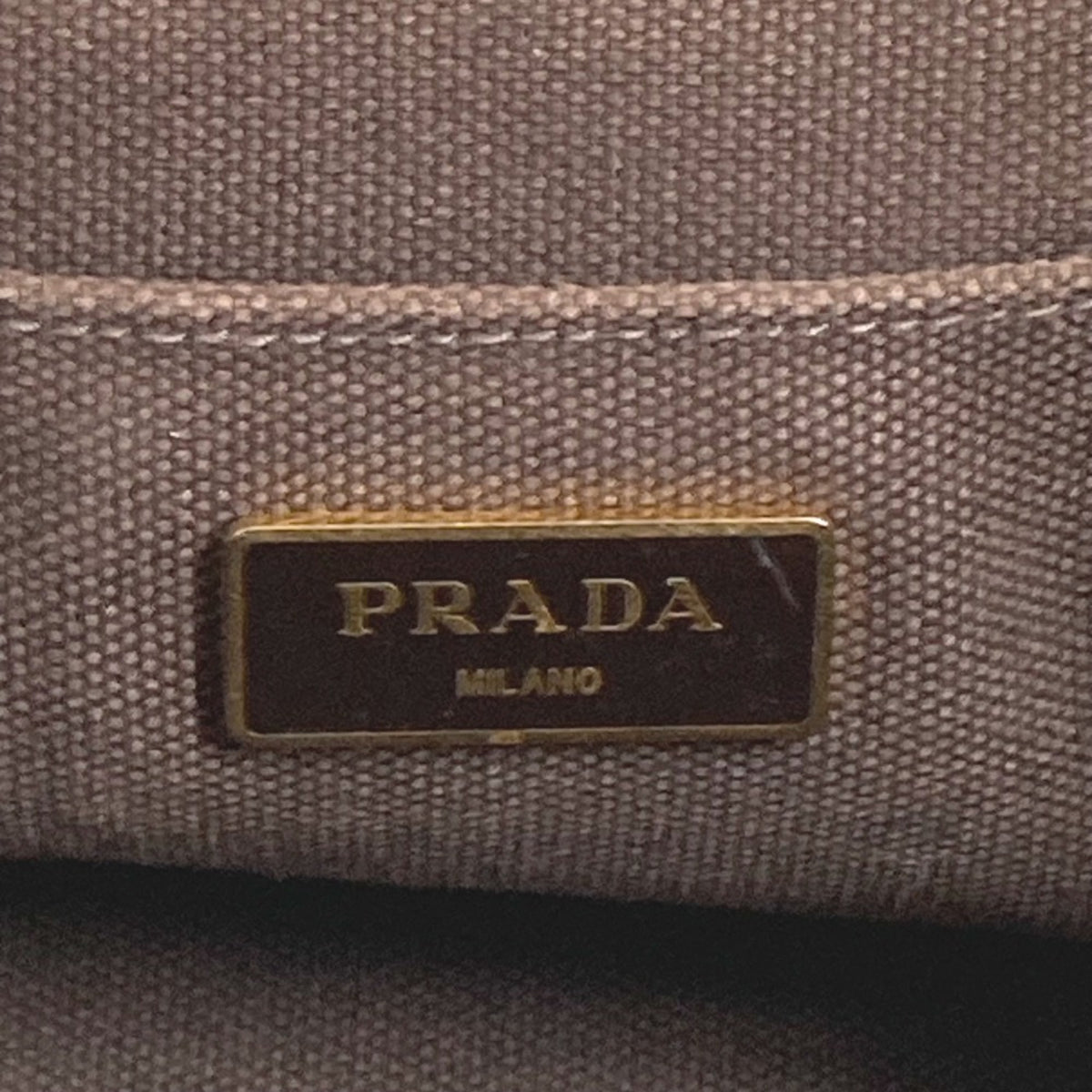Prada Brown White Canvas Handbag Tote Bag (Pre-Owned)