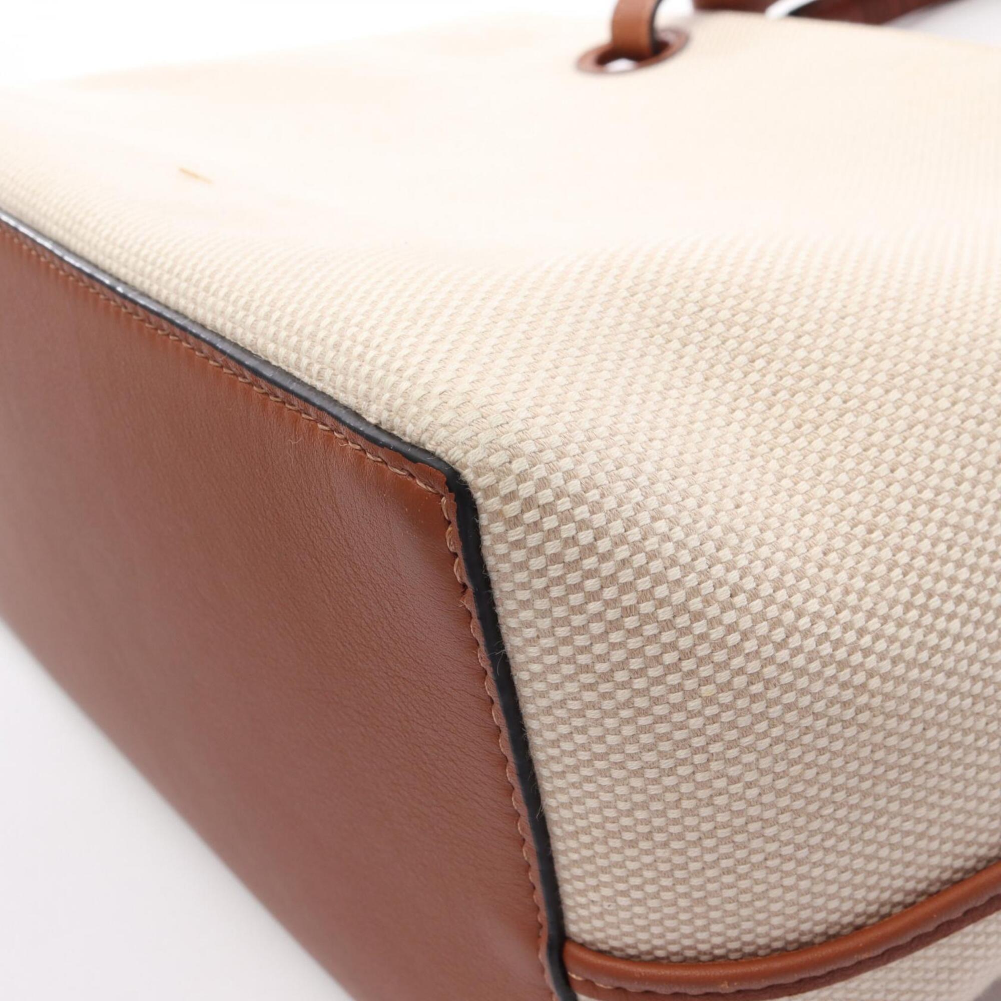 Loewe Beige Brown Canvas Leather Handbag Tote Bag (Pre-Owned)