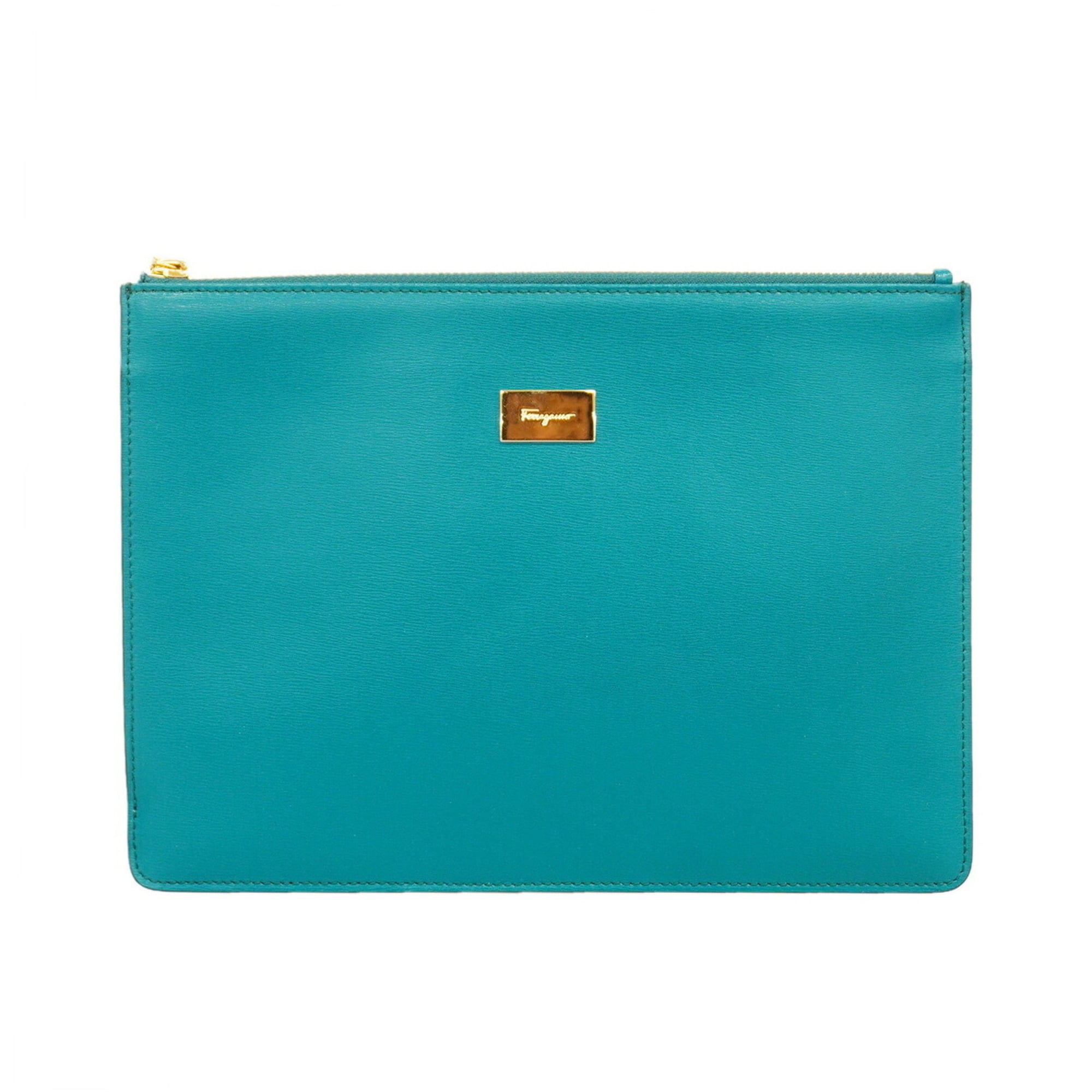 Salvatore Ferragamo Green Leather Clutch Bag (Pre-Owned)