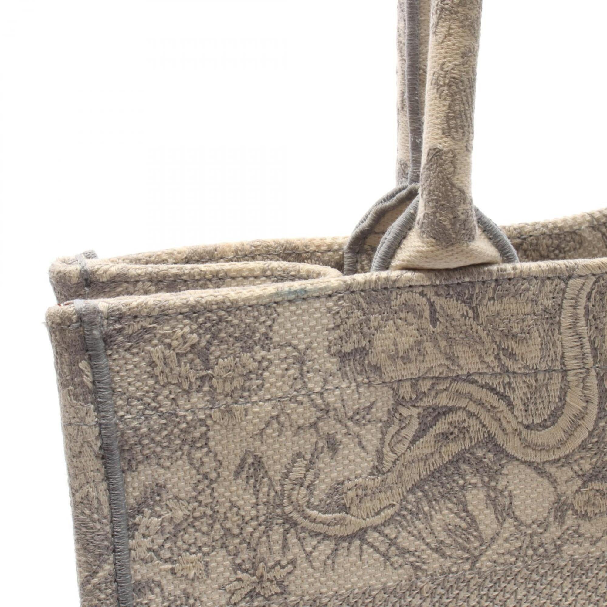 Christian Dior Gray Ivory Canvas Handbag Tote Bag (Pre-Owned)