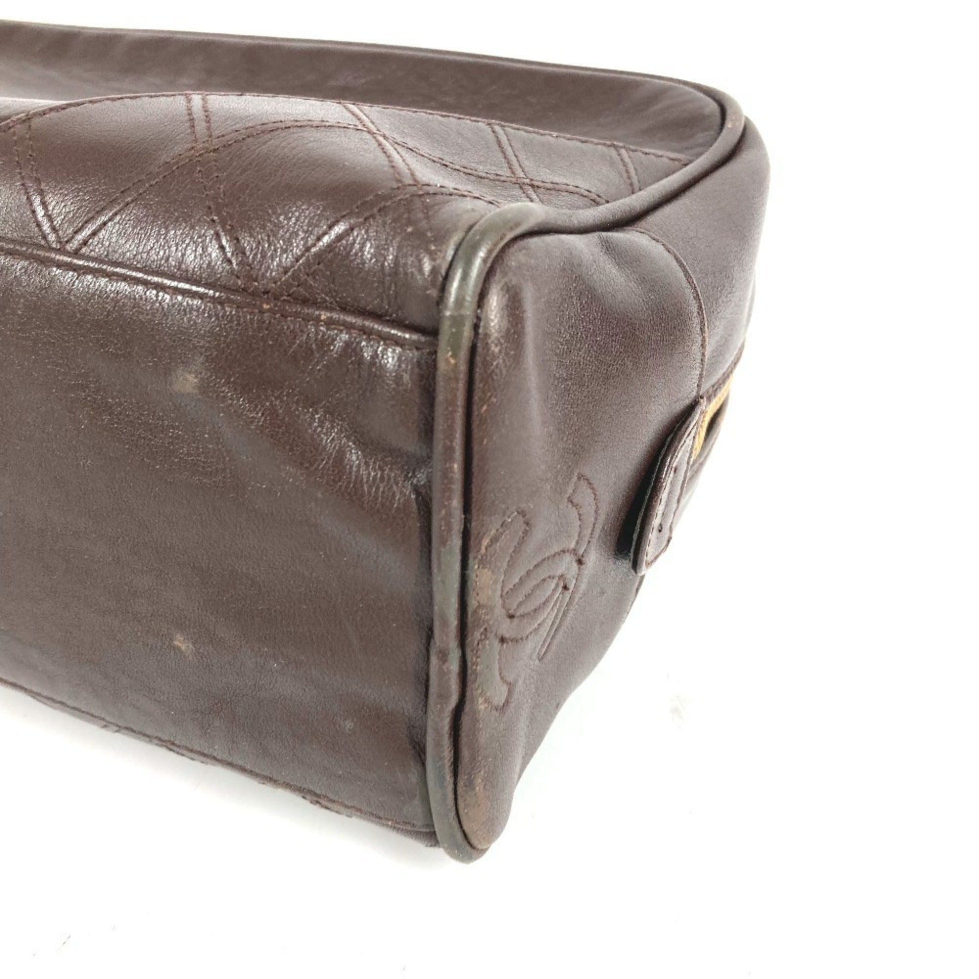 Chanel Brown Leather Clutch Bag Handbag Pouch (Pre-Owned)