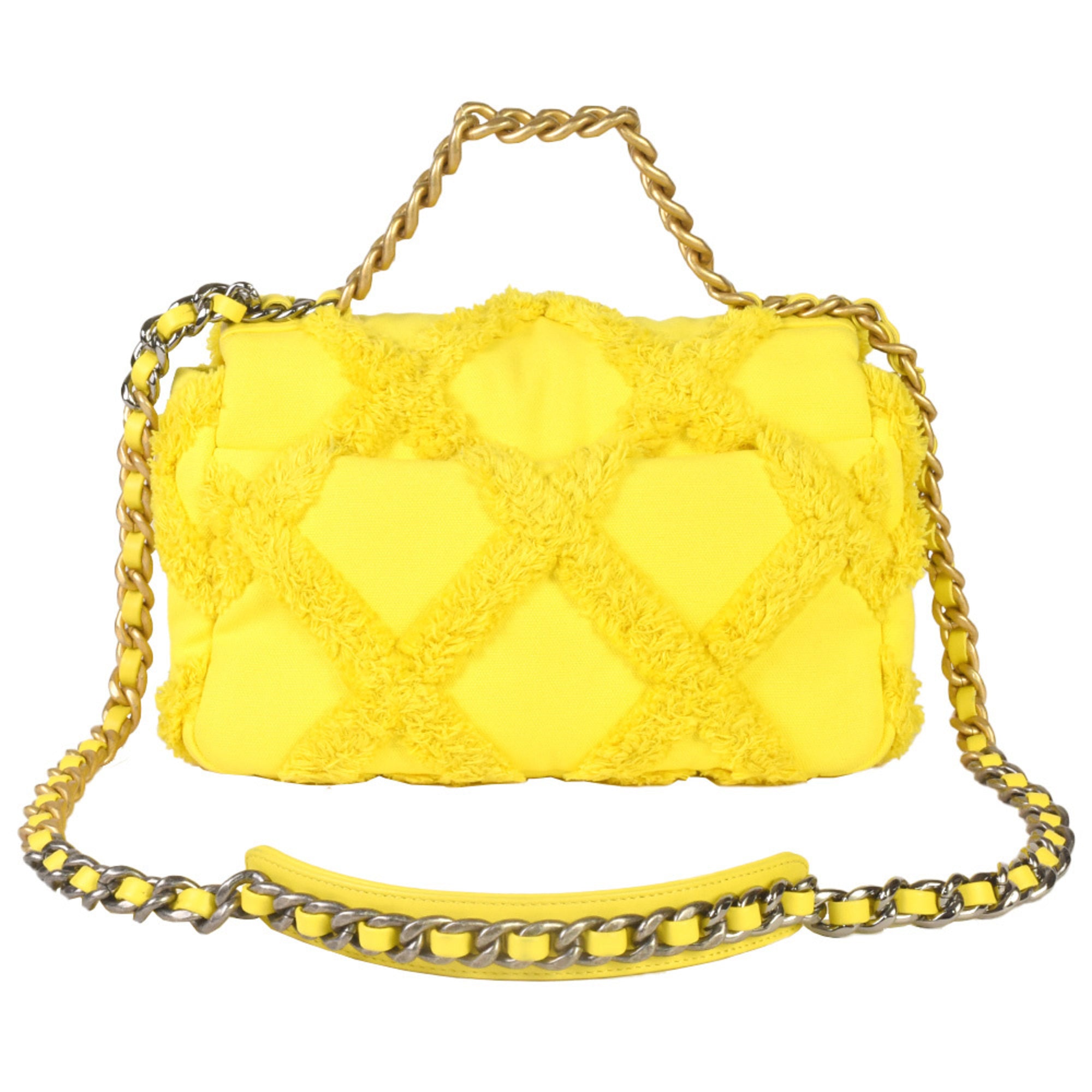 Chanel Yellow Canvas Leather Shoulder Bag (Pre-Owned)