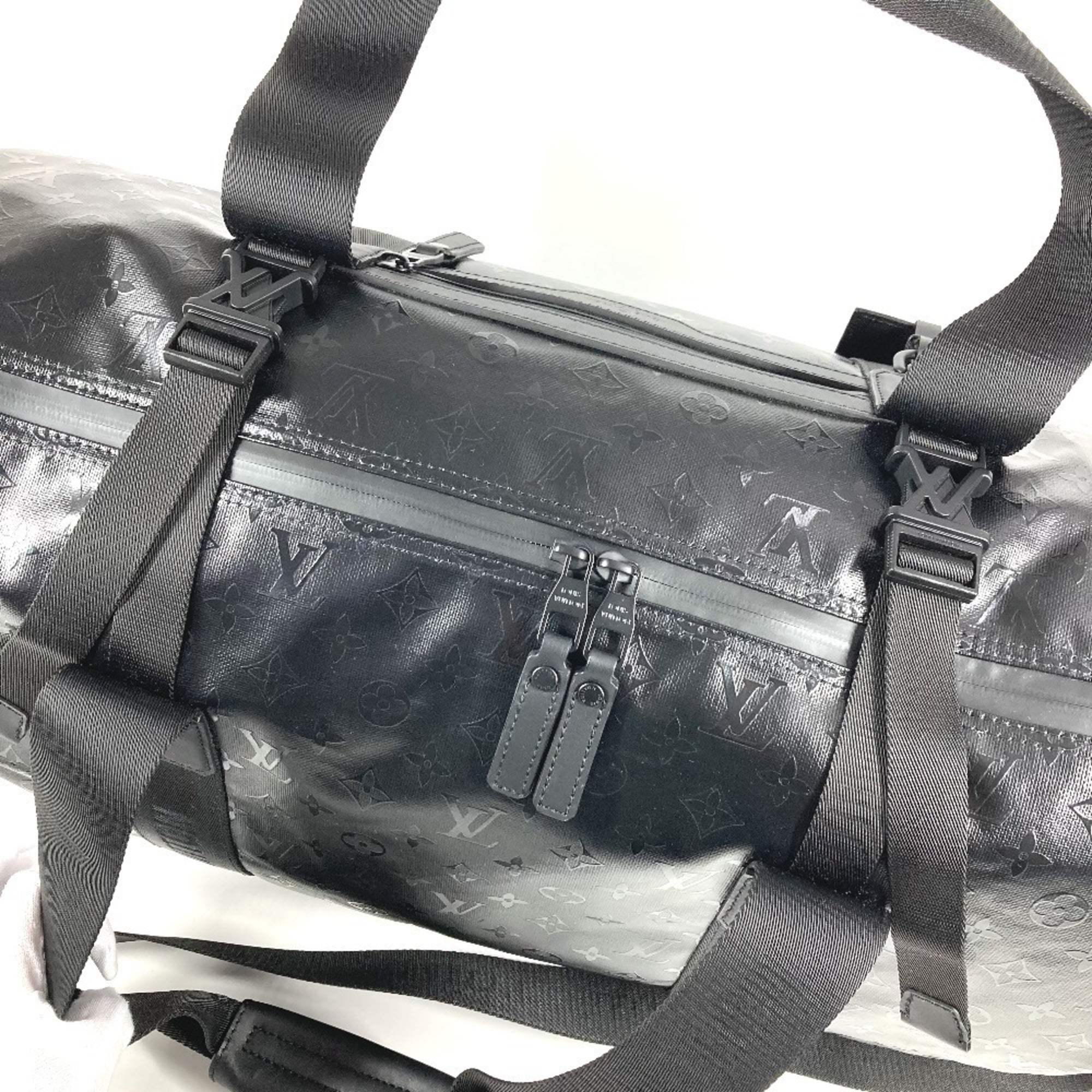 Louis Vuitton Black Leather Canvas Boston Bag Shoulder Bag (Pre-Owned)
