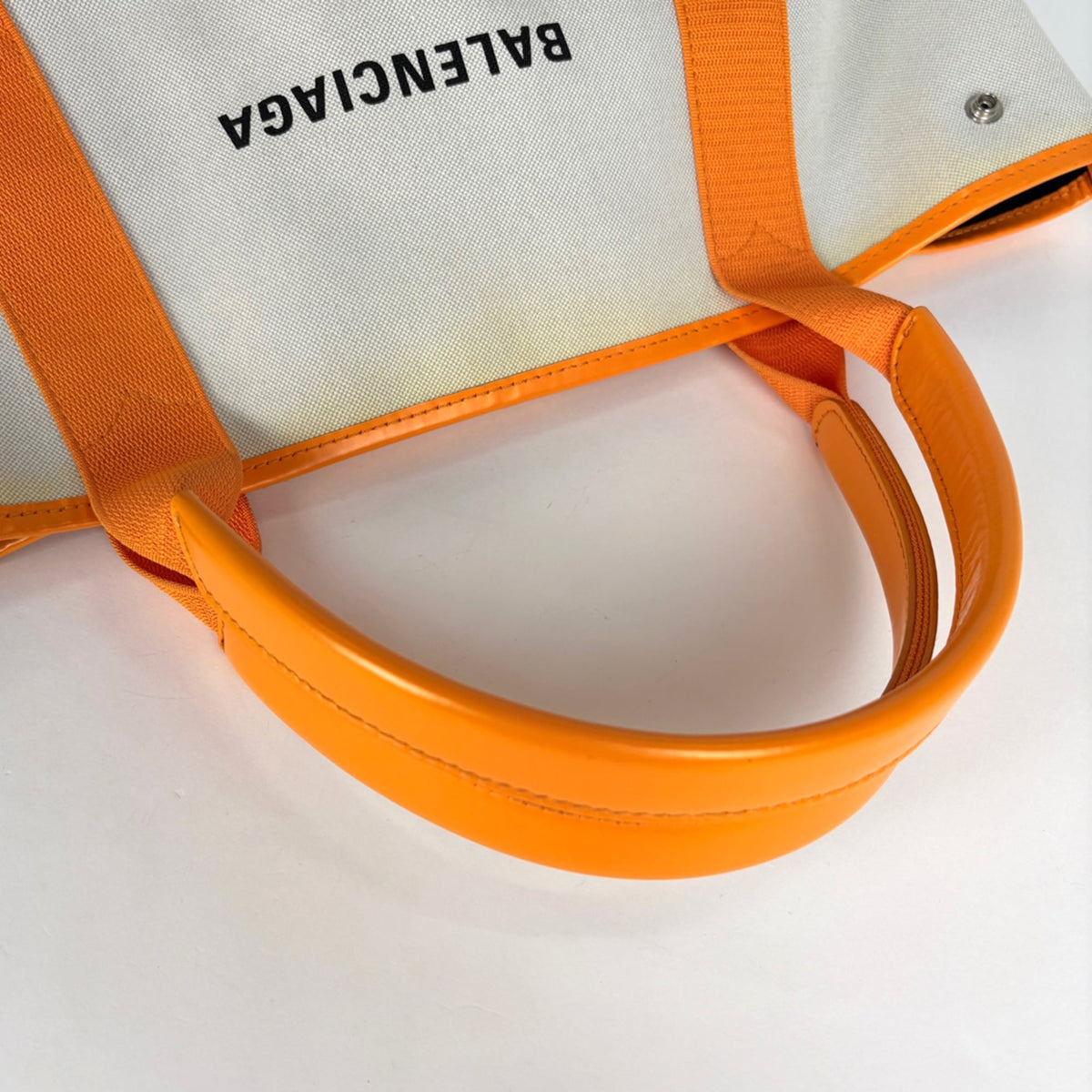 Balenciaga Ivory Orange Canvas Leather Handbag (Pre-Owned)