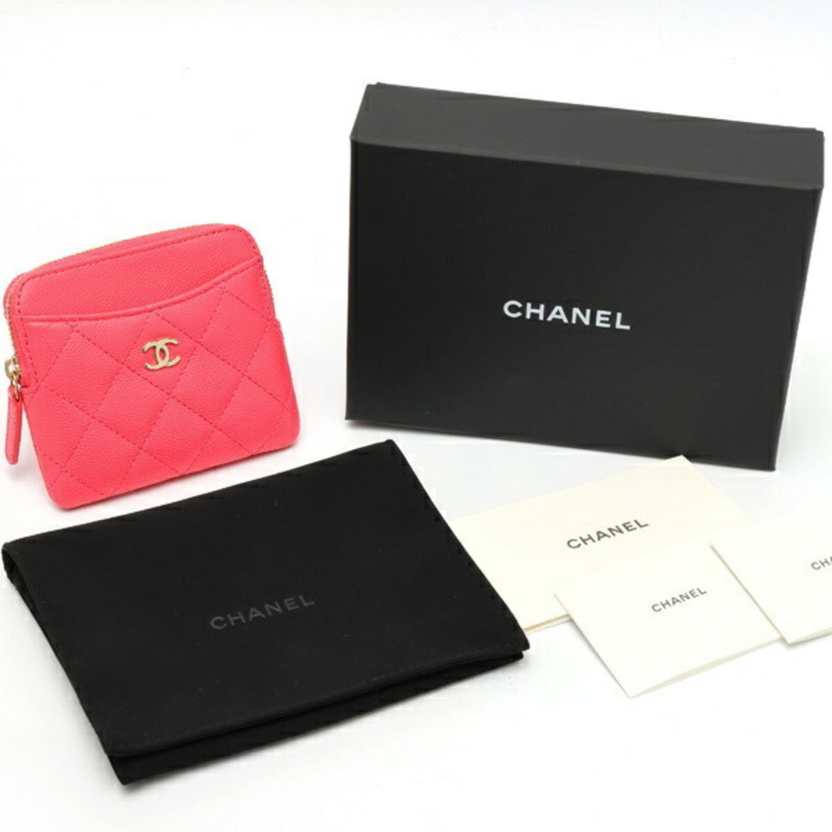 Chanel Matelasse Pink Grained Calfskin Coin Purse/Coin Case (Pre-Owned)