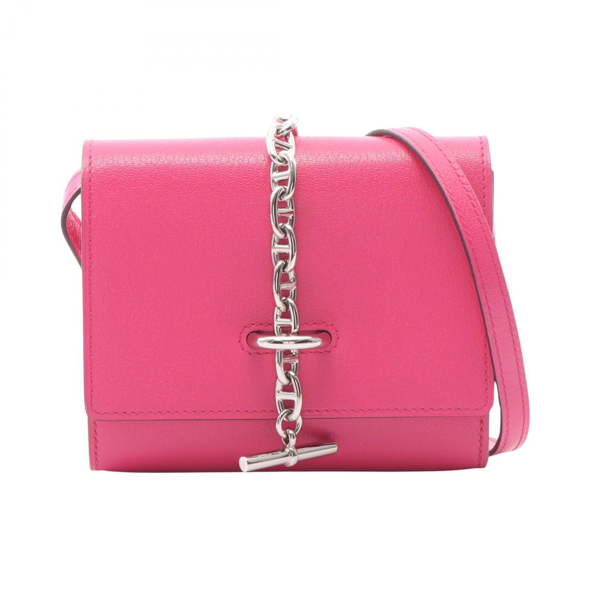 Hermes Pink Leather Handbag Shoulder Bag (Pre-Owned)