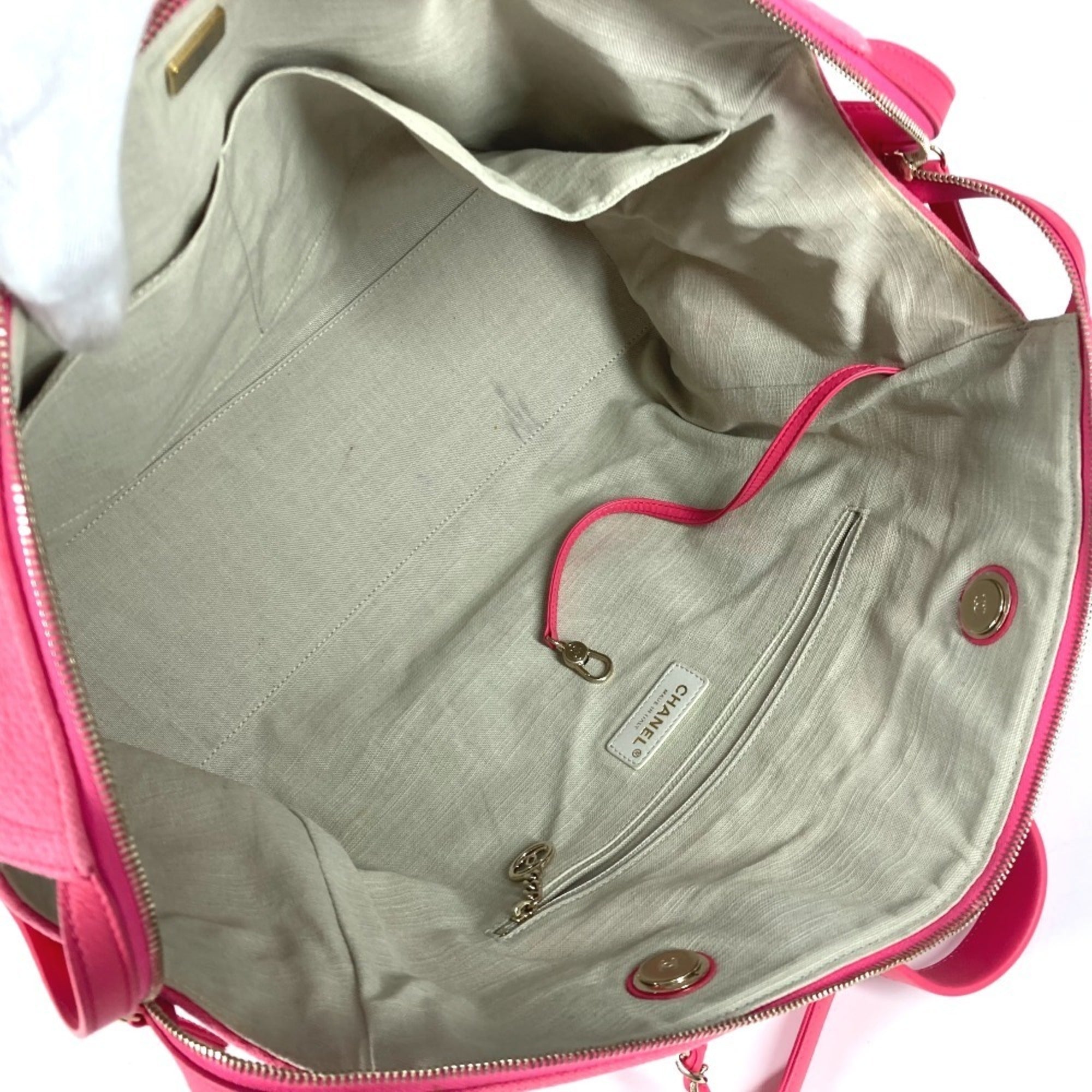 Chanel Pink Canvas Boston Bag Handbag Shoulder Bag (Pre-Owned)