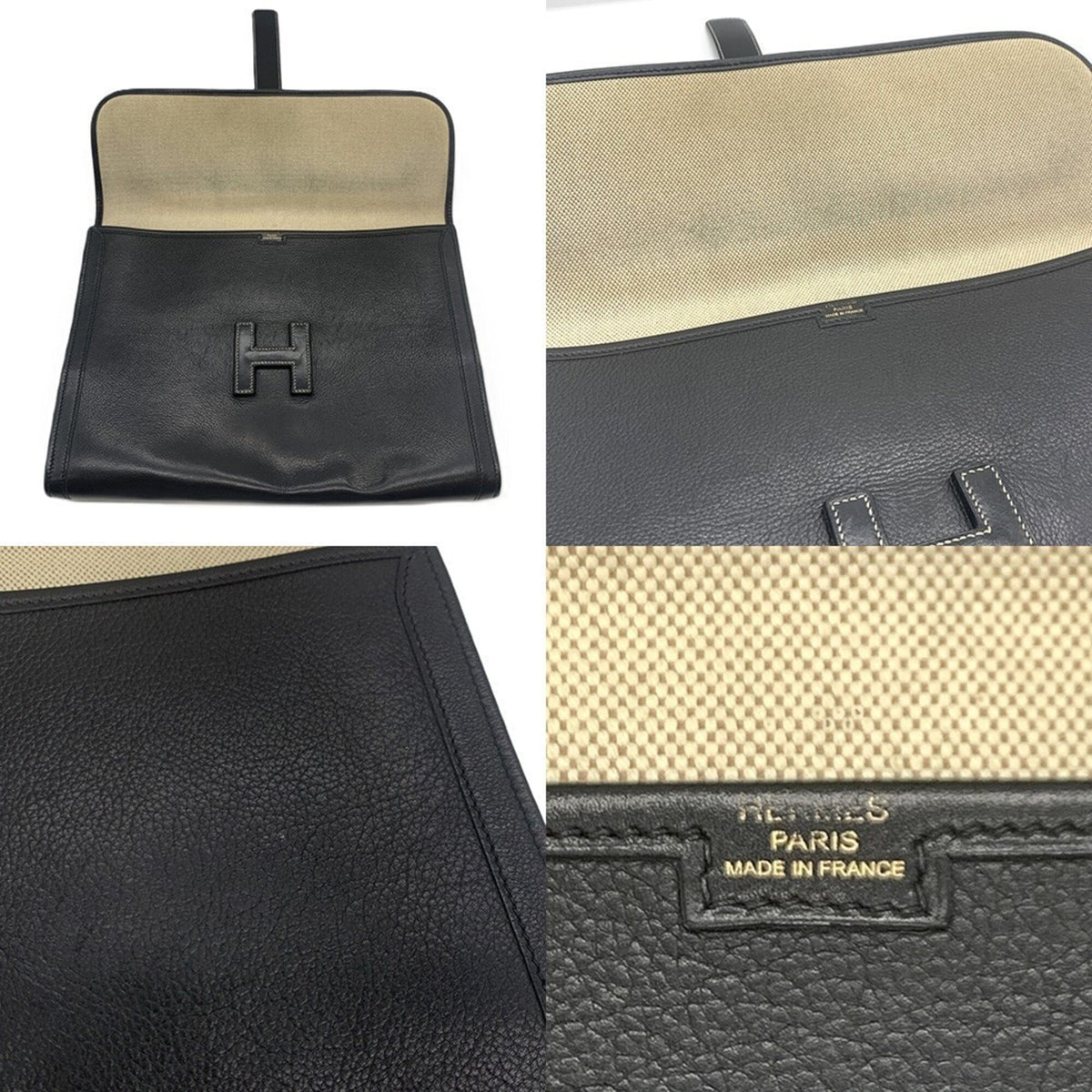 Hermes Black Leather Clutch Bag (Pre-Owned)