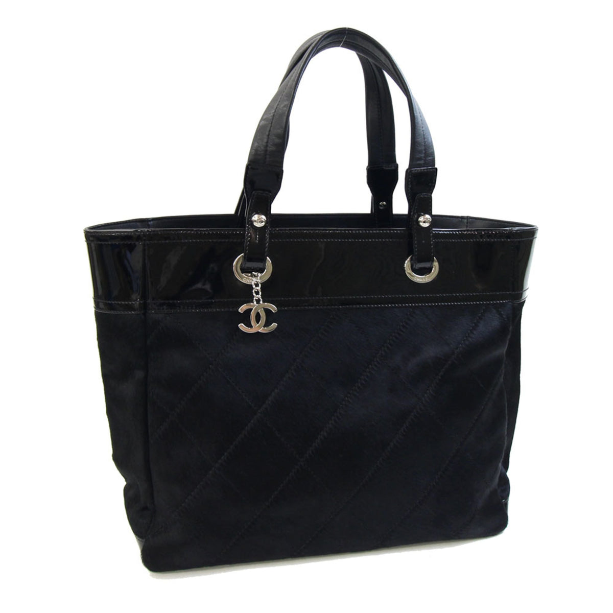 Chanel Black Patent Leather Leather Leather Tote Bag (Pre-Owned)
