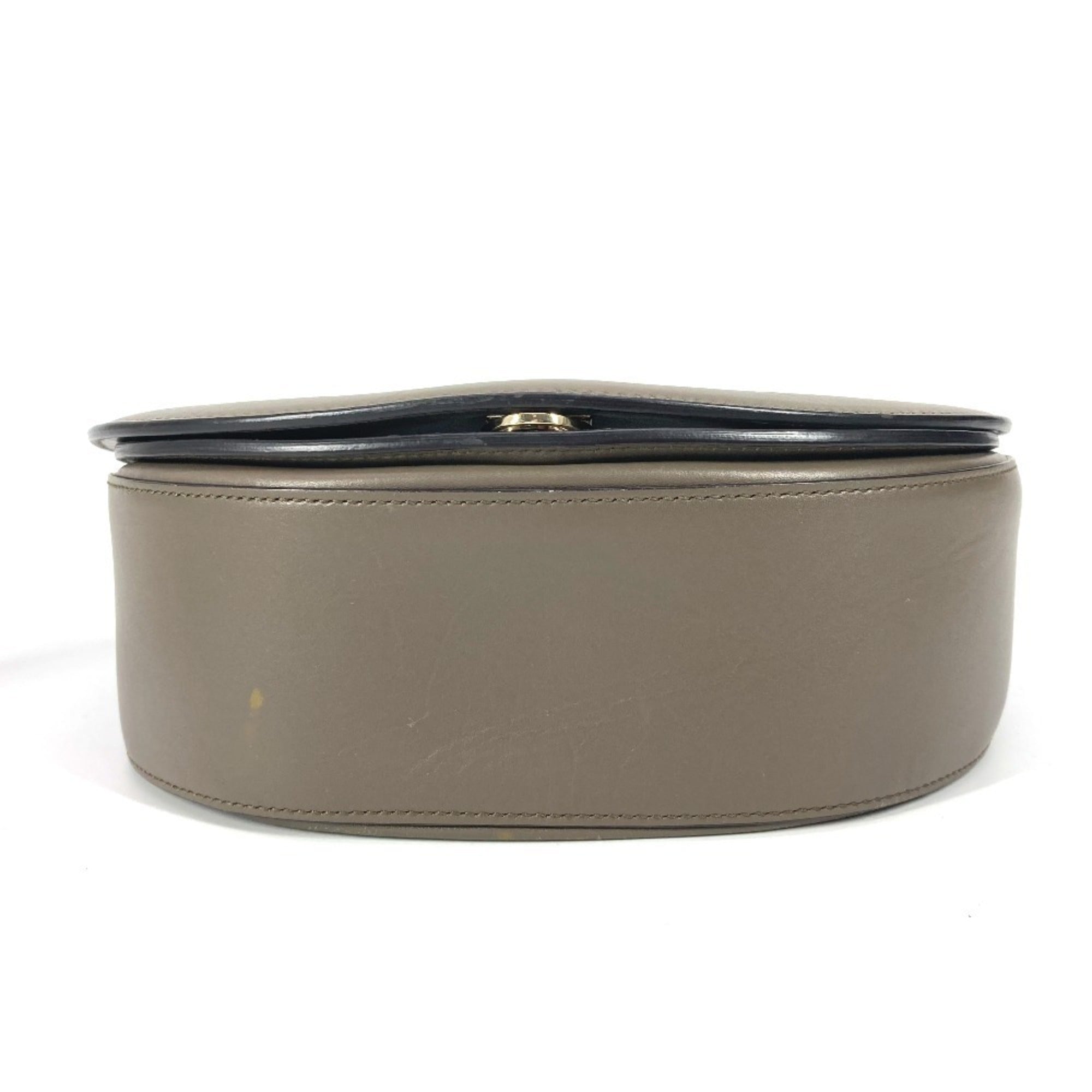 Salvatore Ferragamo Gancini Grayish Leather Clutch Bag Pochette Shoulder Bag (Pre-Owned)