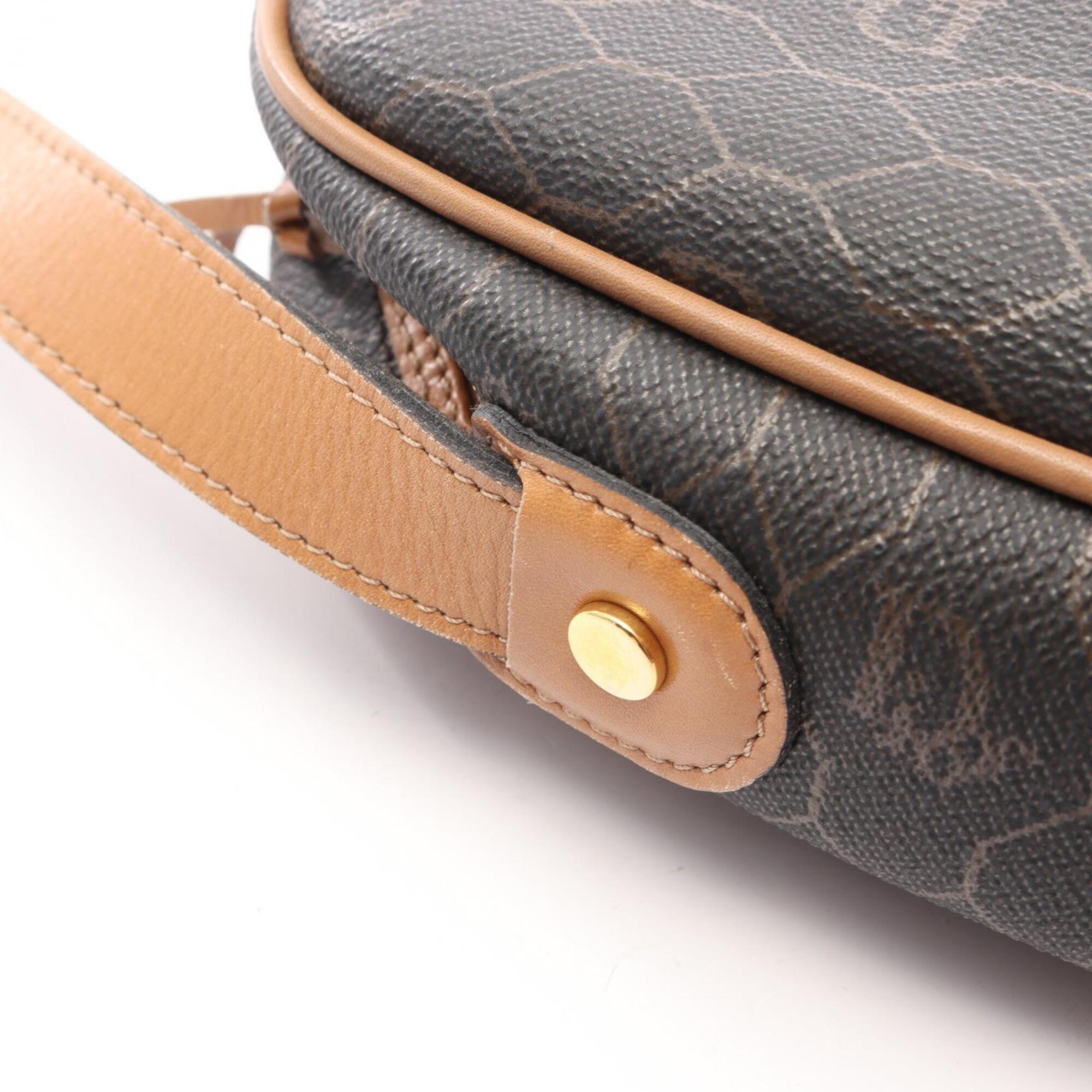 Christian Dior Black Brown Coated Canvas Handbag Shoulder Bag (Pre-Owned)