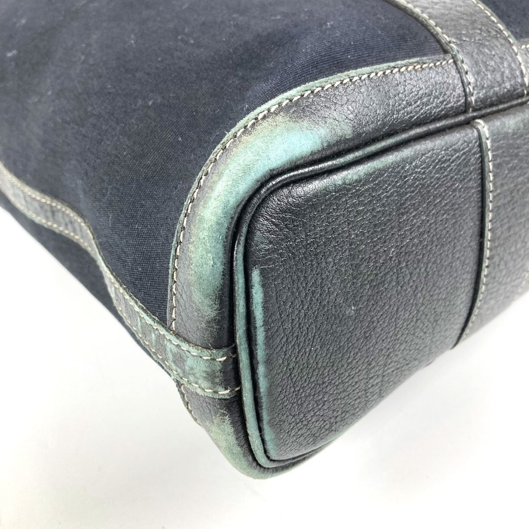 Hermes Black Canvas Leather Shoulder Bag Tote Bag (Pre-Owned)