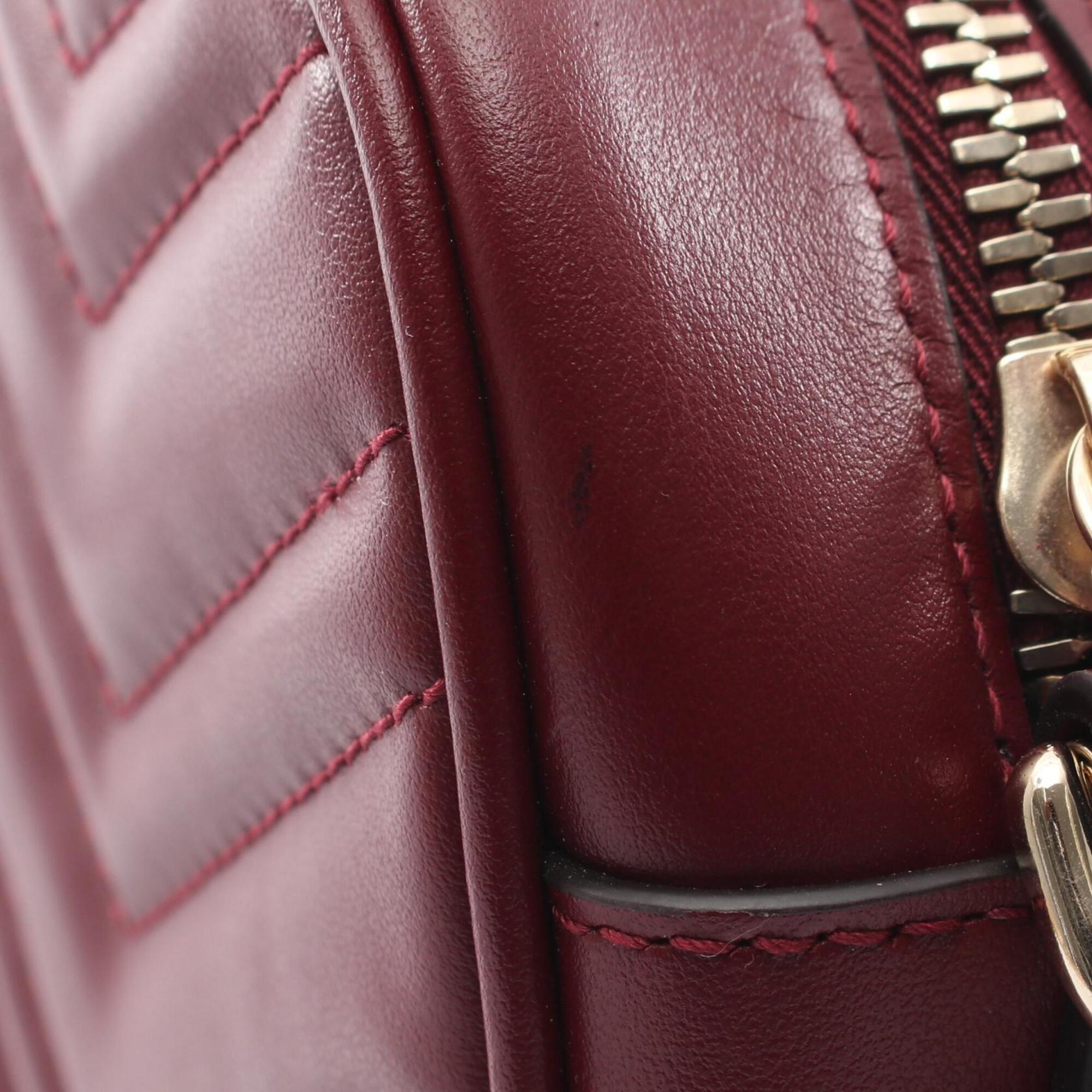 Gucci Gg Marmont Bordeaux Leather Handbag Shoulder Bag (Pre-Owned)