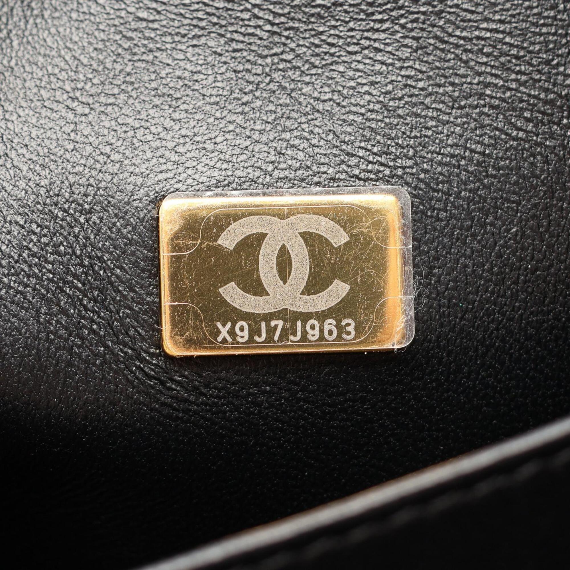Chanel Black Leather Handbag Shoulder Bag (Pre-Owned)