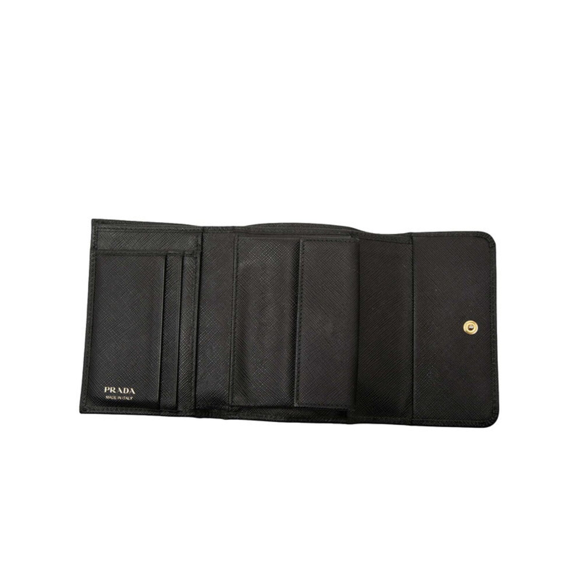 Prada Black Leather Wallet (Tri-Fold) (Pre-Owned)