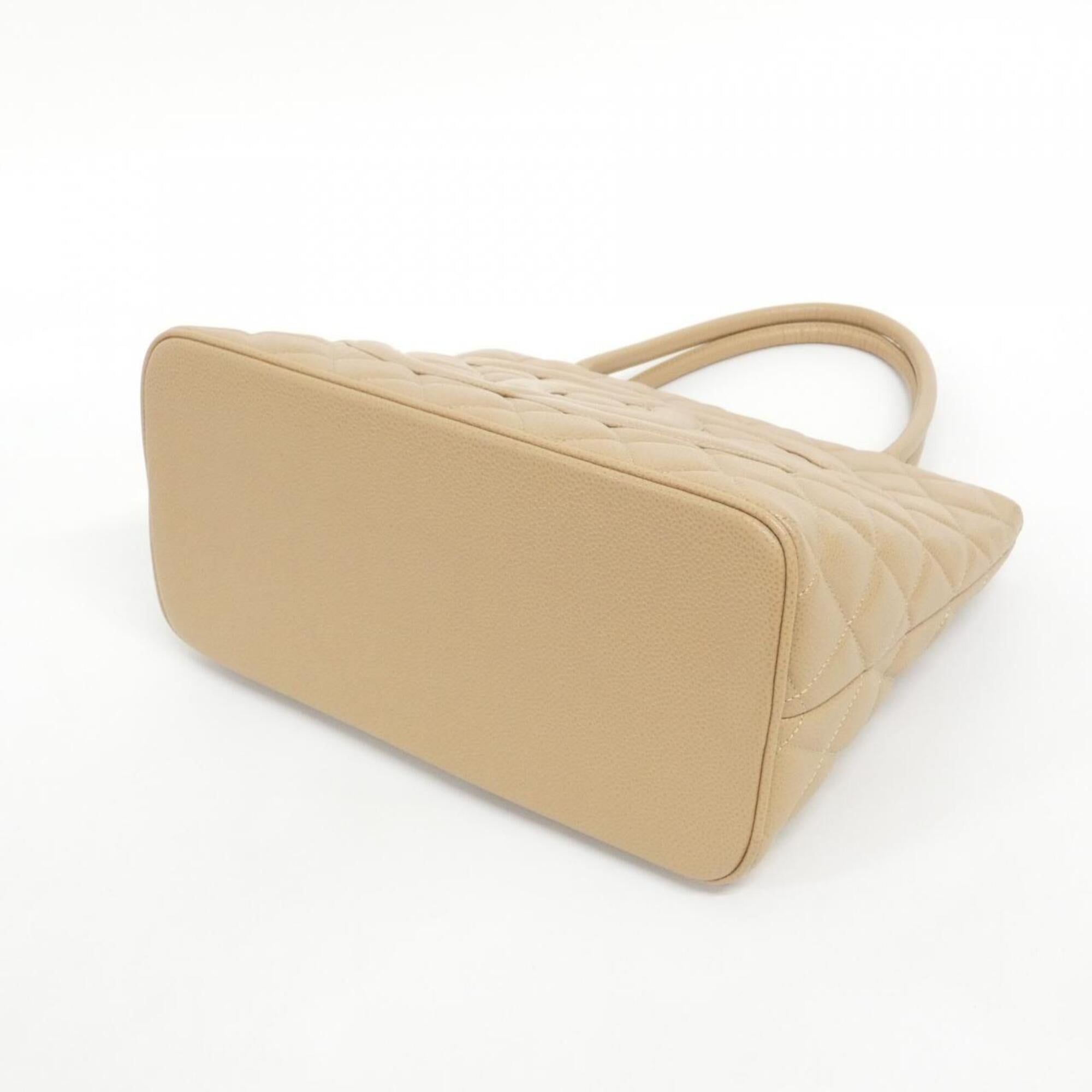 Chanel Beige Grained Calfskin Handbag (Pre-Owned)