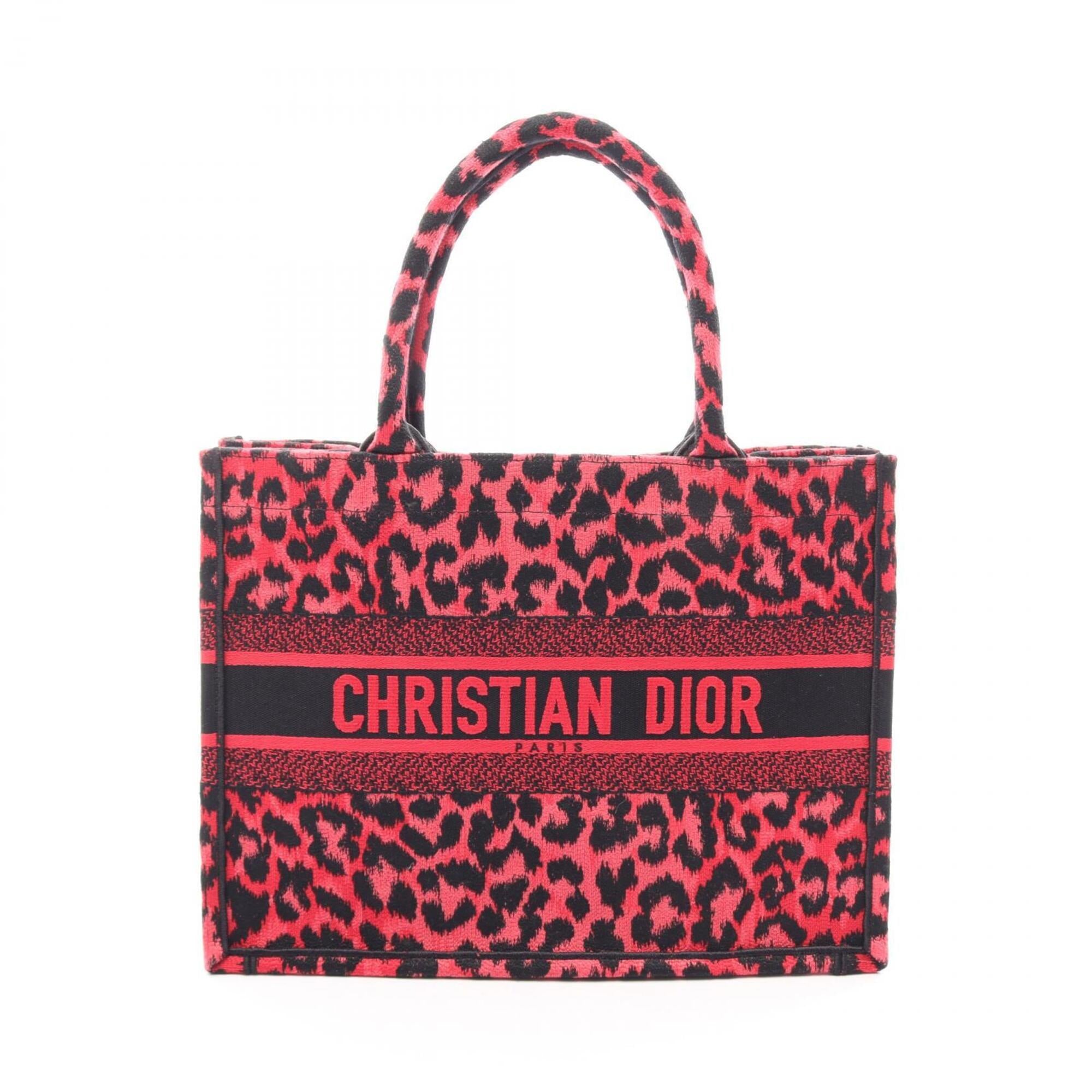 Christian Dior Black Red Color Canvas Handbag Tote Bag (Pre-Owned)