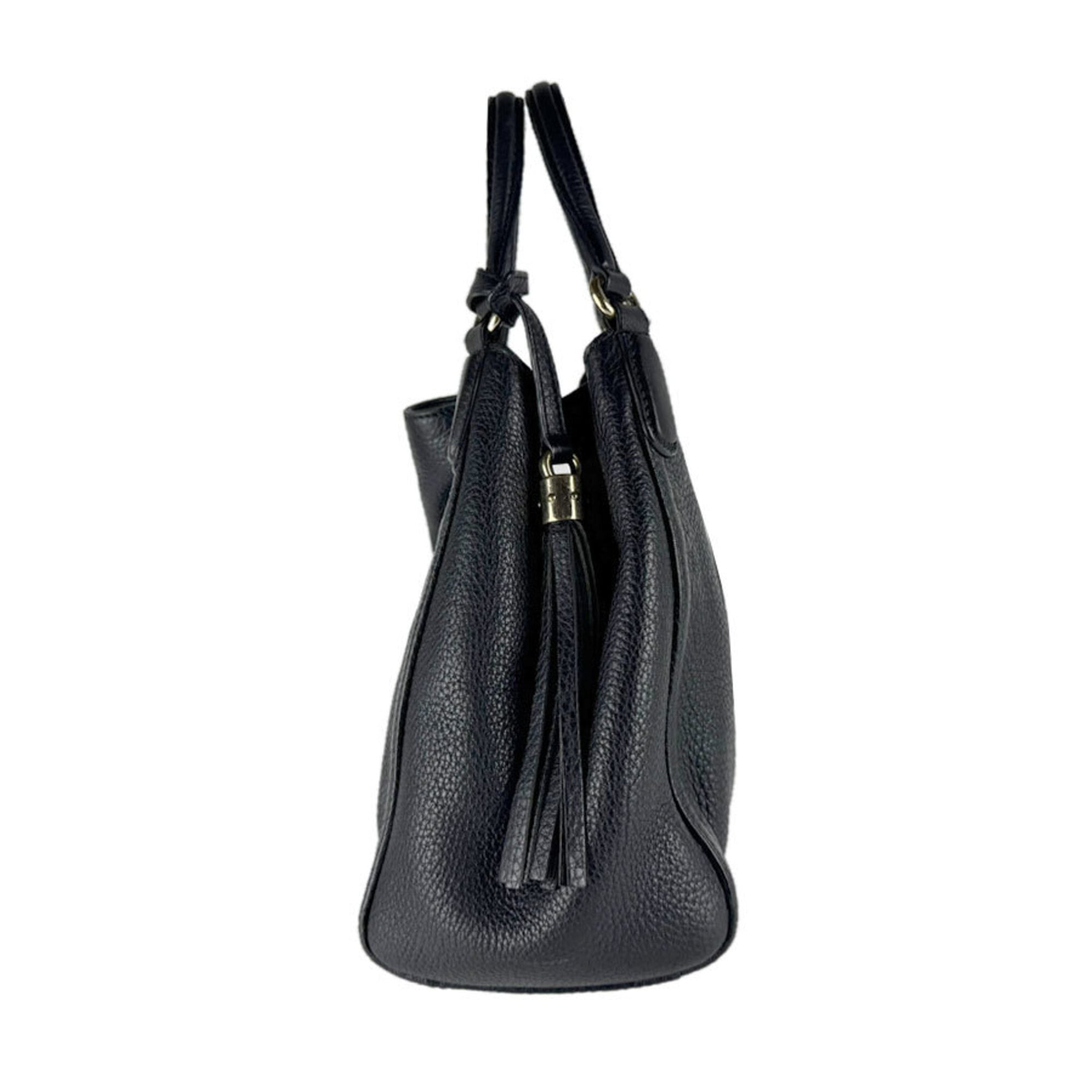 Gucci Black Leather Handbag Shoulder Bag (Pre-Owned)
