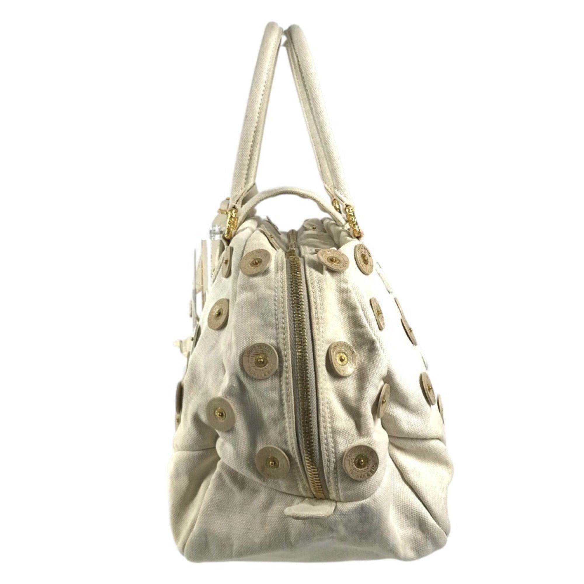 Louis Vuitton White Canvas Boston Bag Handbag Shoulder Bag (Pre-Owned)
