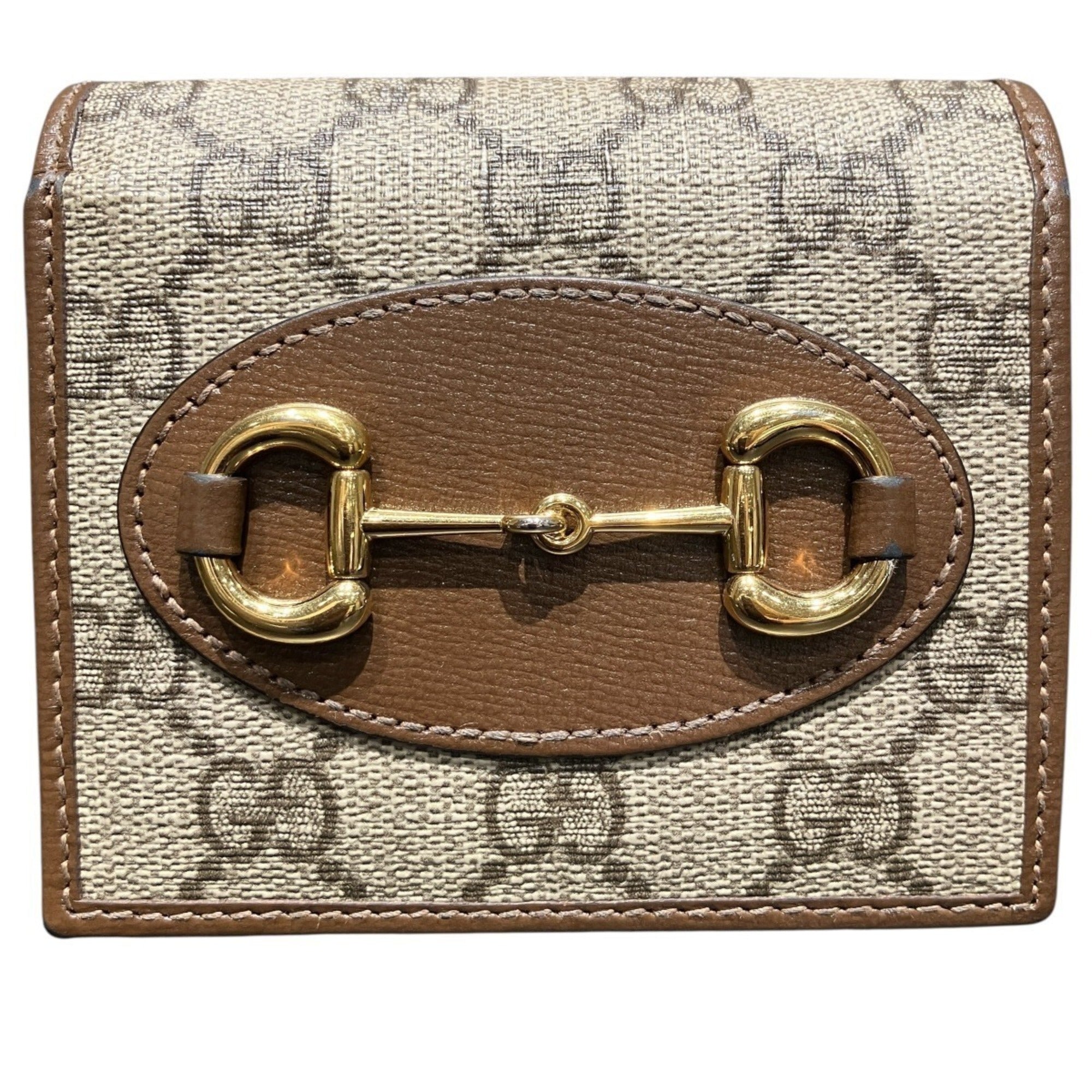 Gucci Beige Brown Leather Pvc Wallet (Bi-Fold) (Pre-Owned)