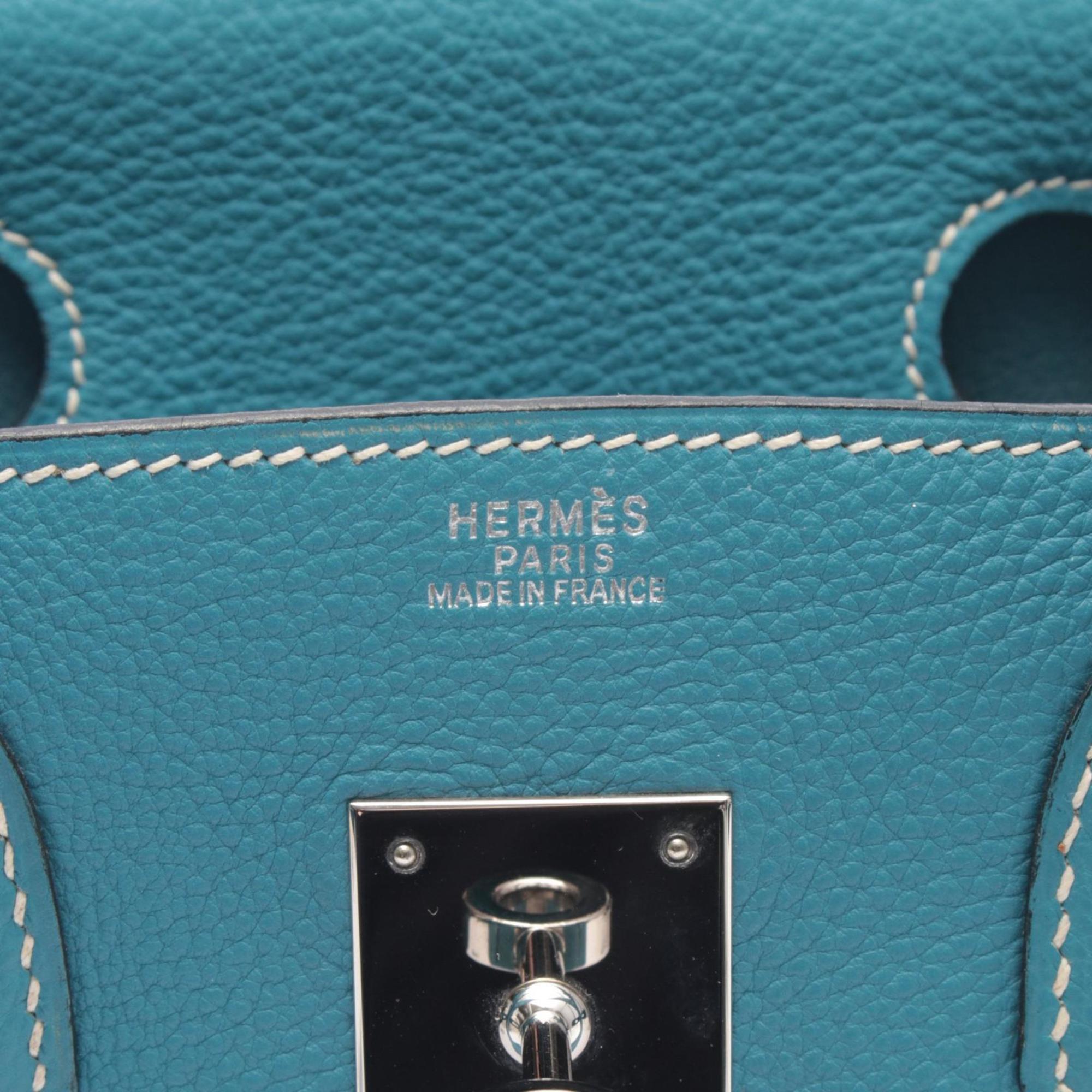 Hermes Blue Blue Jean Togo Leather Handbag (Pre-Owned)