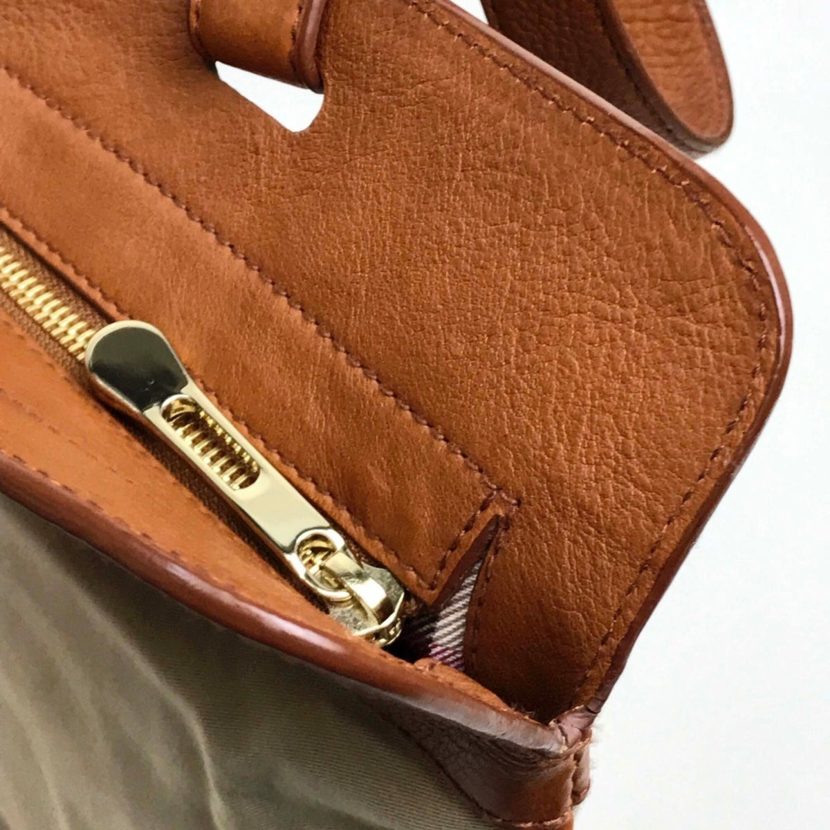 Burberry Beige Brown Canvas Leather Tote Bag (Pre-Owned)