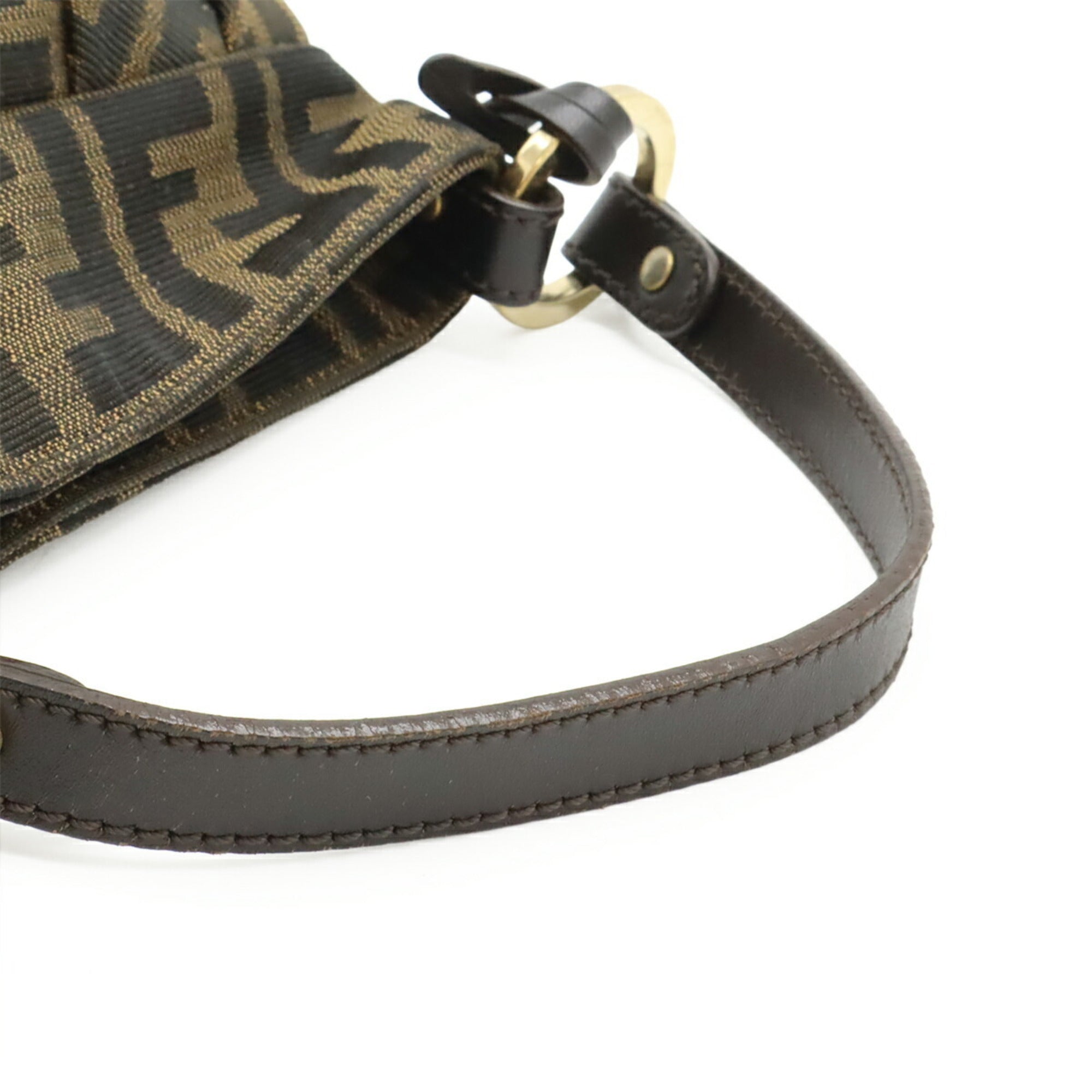 Fendi Black Brown Canvas Leather Handbag (Pre-Owned)