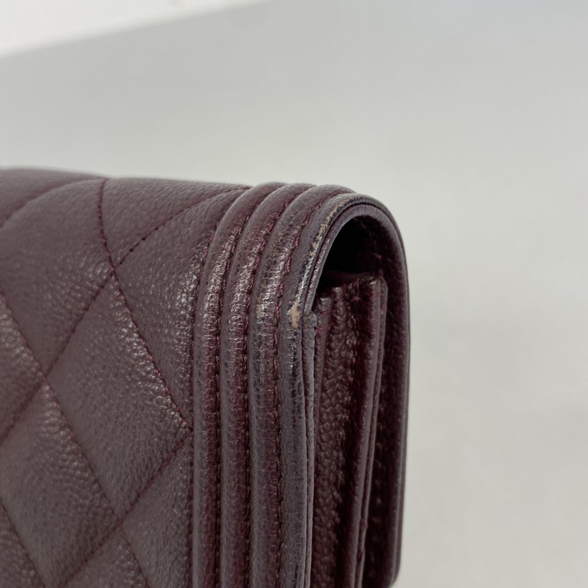 Chanel Bordeaux Grained Calfskin Long Wallet (Bi-Fold) (Pre-Owned)