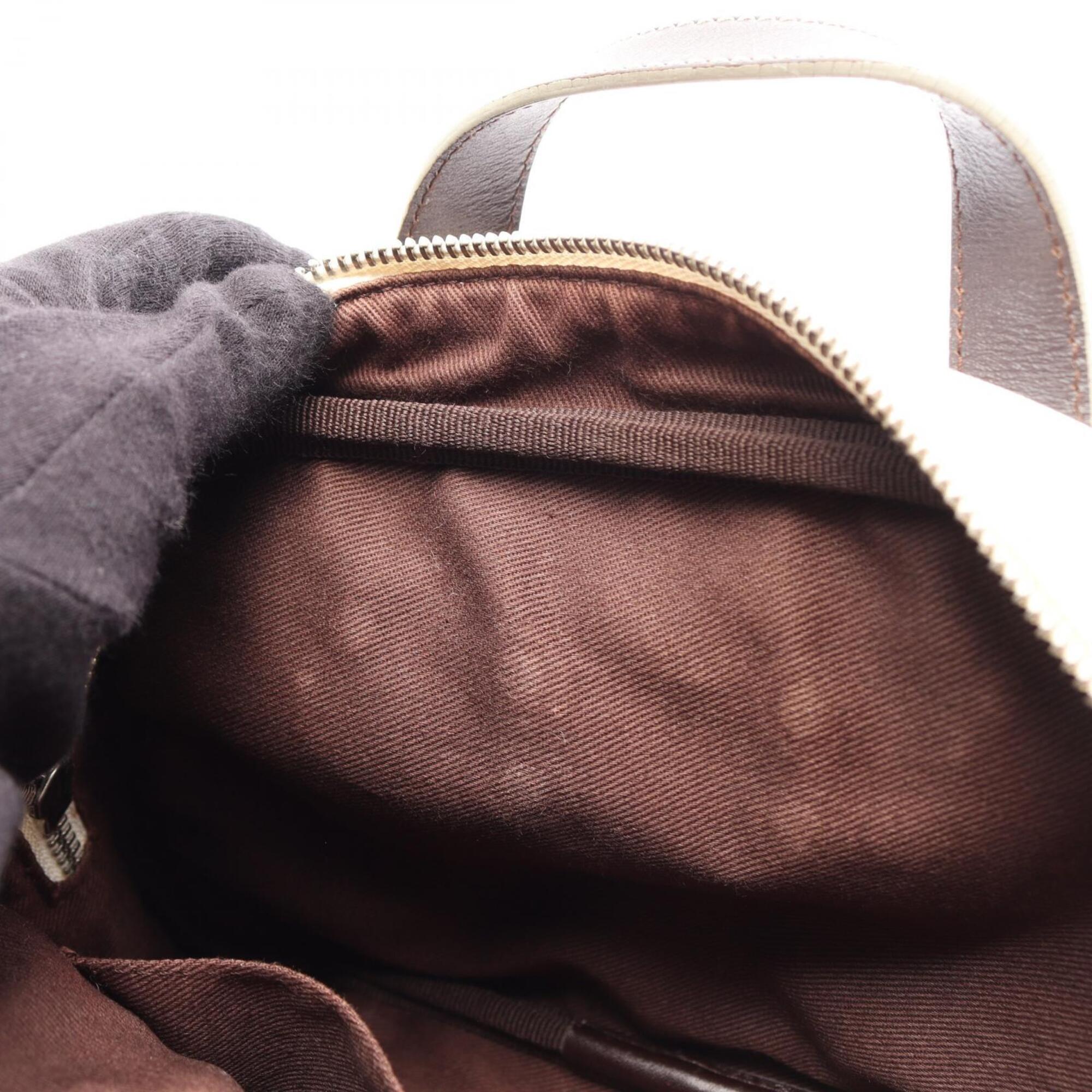 Loewe Brown White Coated Canvas Leather Handbag (Pre-Owned)