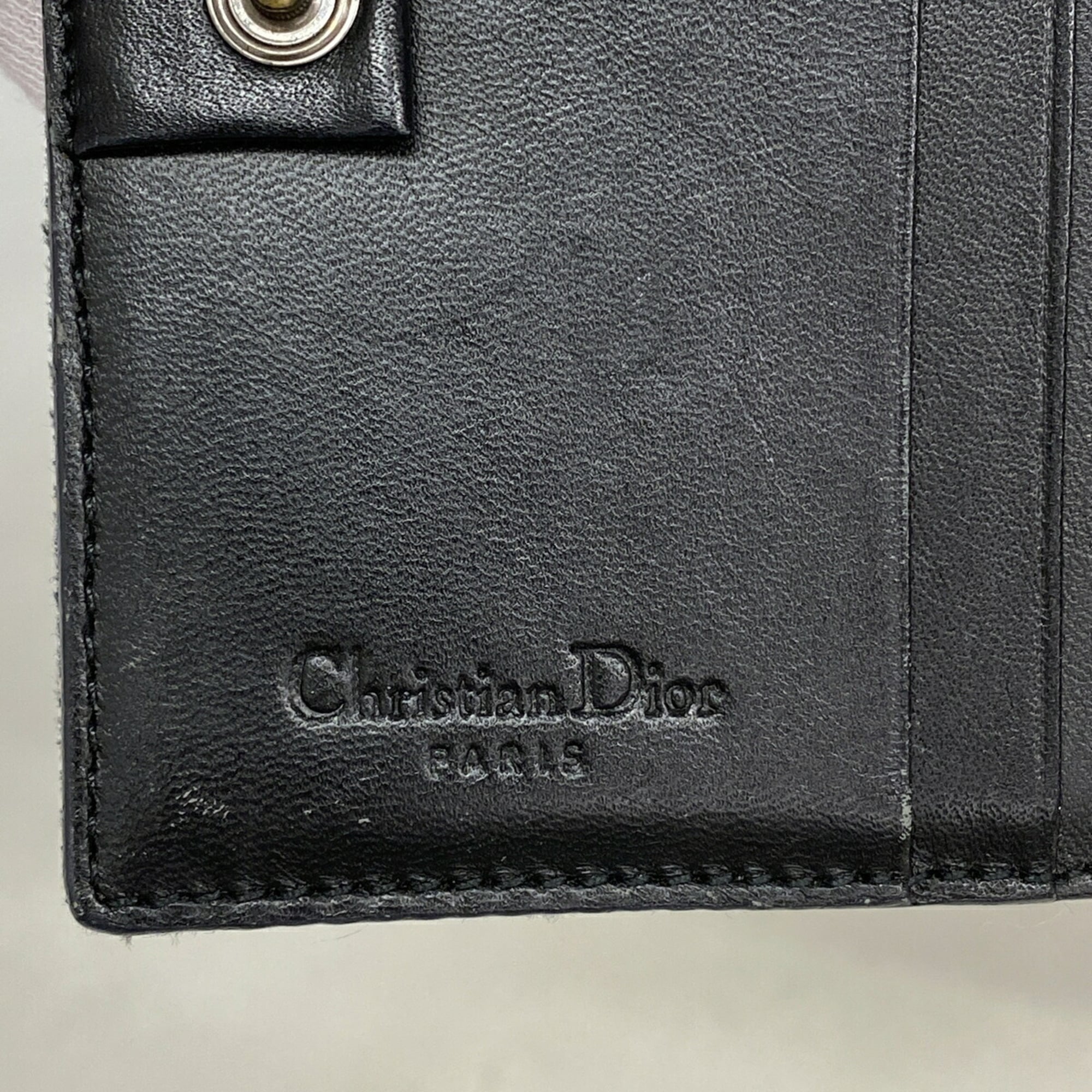 Christian Dior Beige Black Canvas Wallet (Tri-Fold) (Pre-Owned)