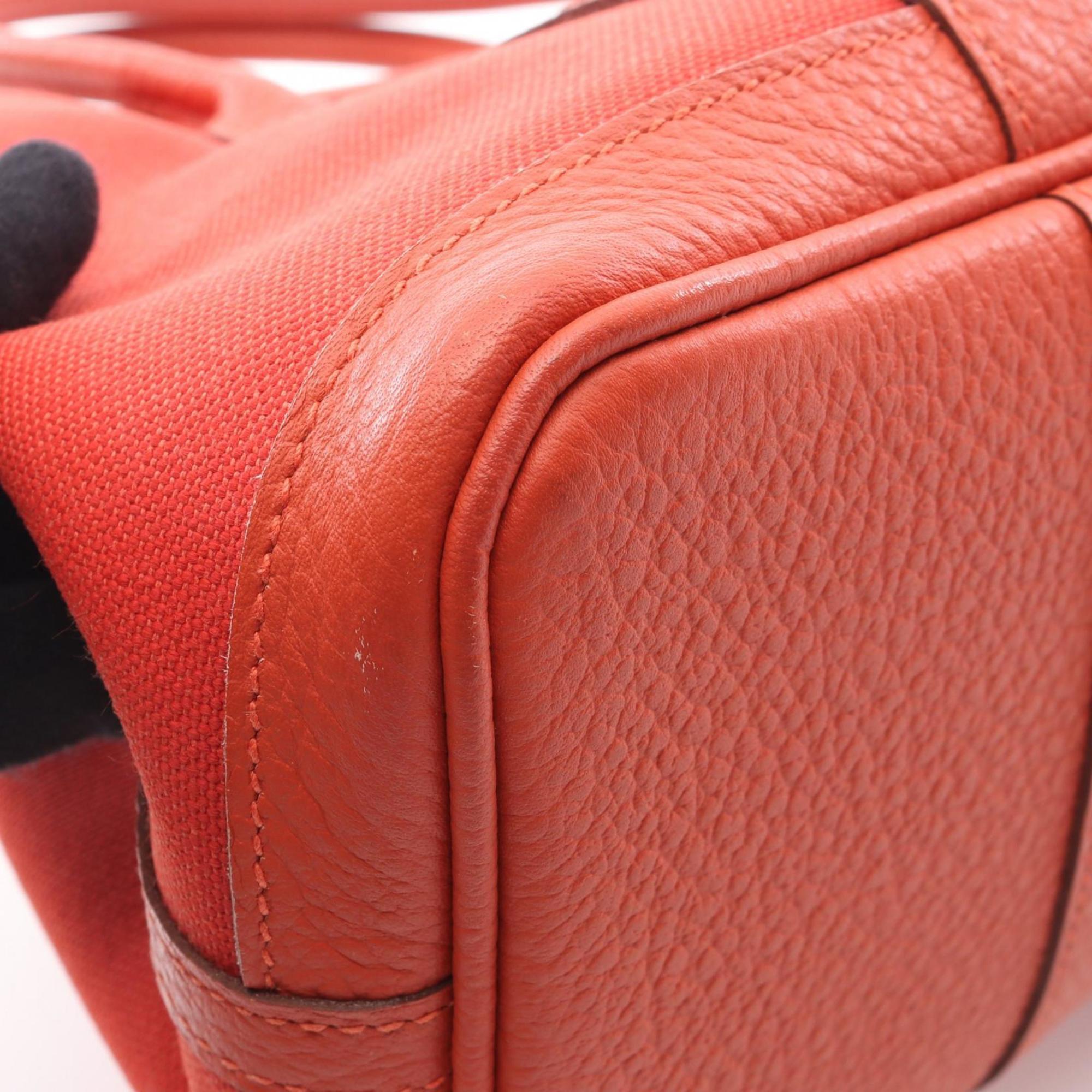 Hermes Red Color Canvas Handbag Tote Bag (Pre-Owned)