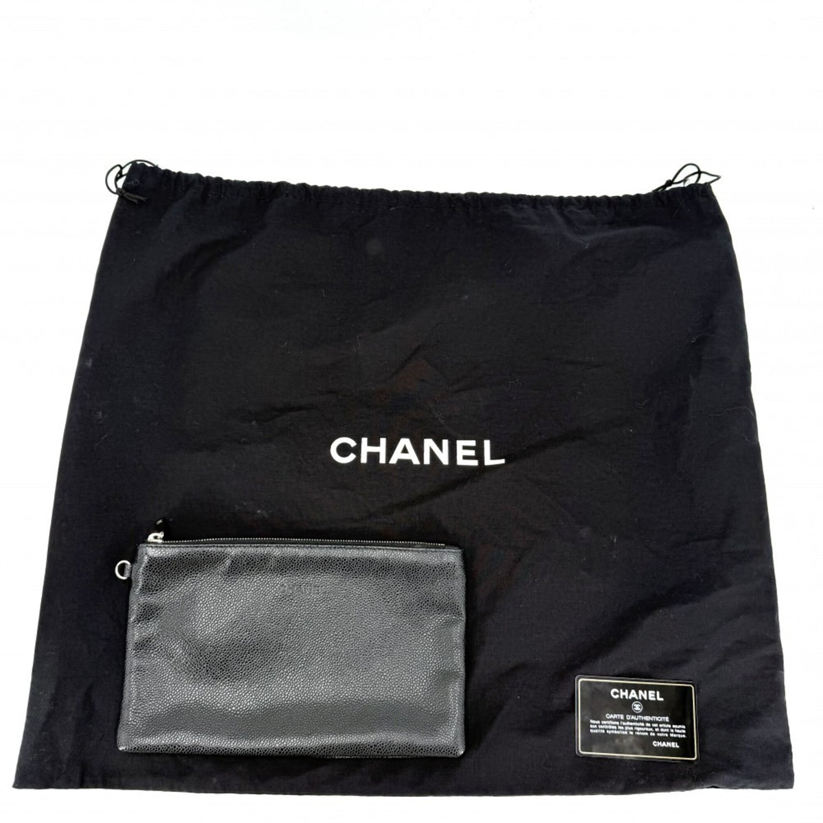Chanel Black Leather Grained Calfskin Handbag Tote Bag (Pre-Owned)