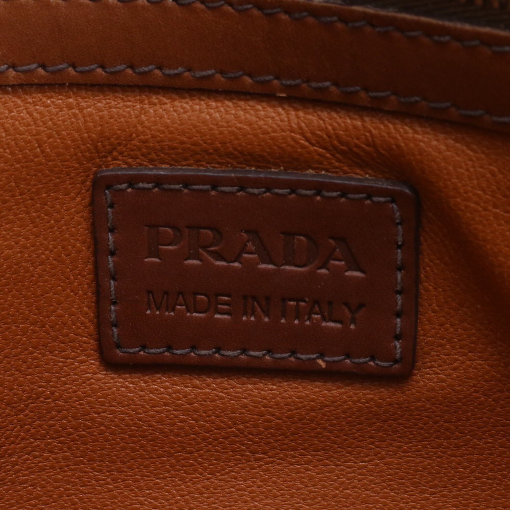 Prada Brown Leather Handbag Shoulder Bag Tote Bag (Pre-Owned)
