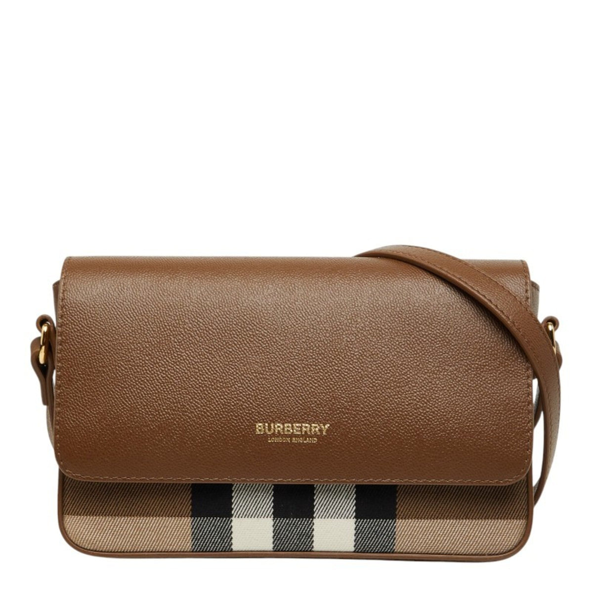 Burberry Brown Multi-Color Leather Canvas Shoulder Bag (Pre-Owned)