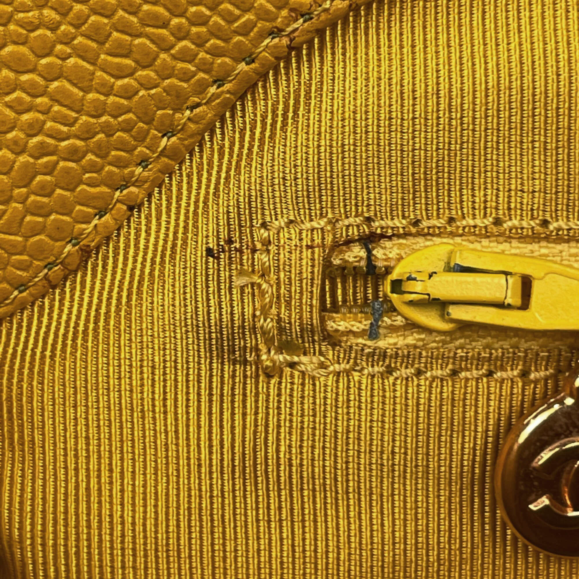 Chanel Yellow Grained Calfskin Shoulder Bag (Pre-Owned)