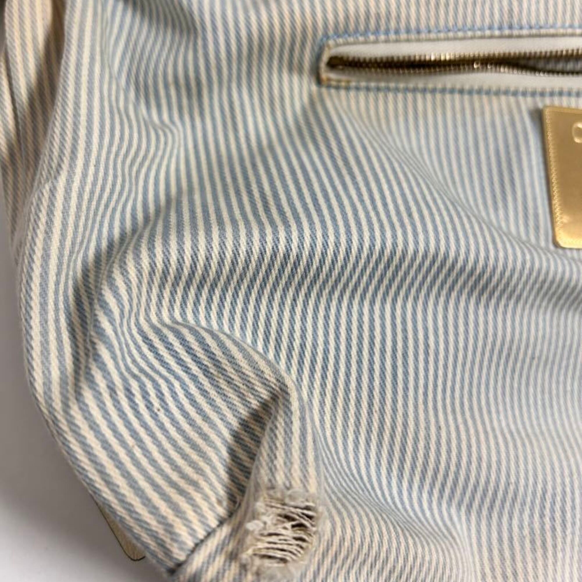 Celine Light Blue White Canvas Tote Bag (Pre-Owned)