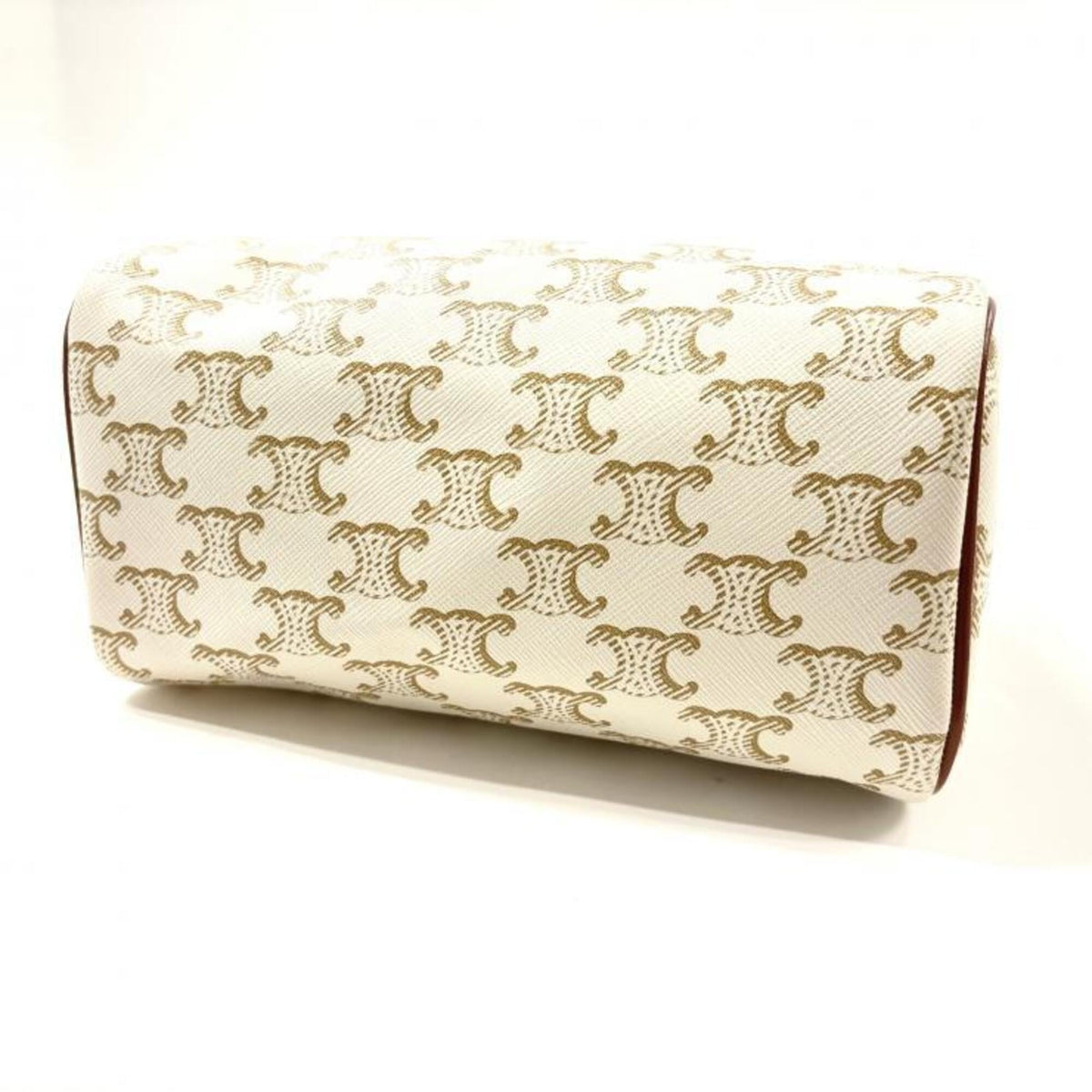 Celine Brown White Canvas Leather Handbag Shoulder Bag (Pre-Owned)