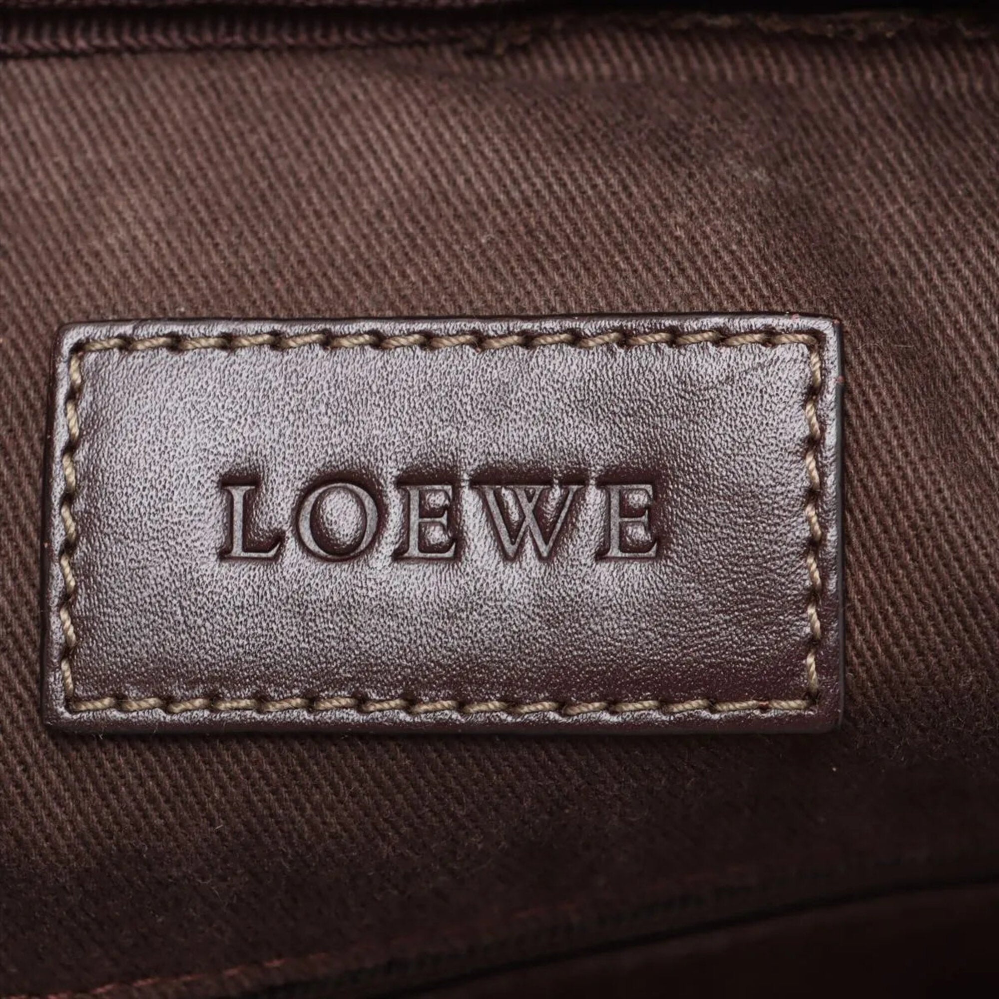 Loewe Brown Leather Coated Canvas Boston Bag Shoulder Bag Tote Bag (Pre-Owned)