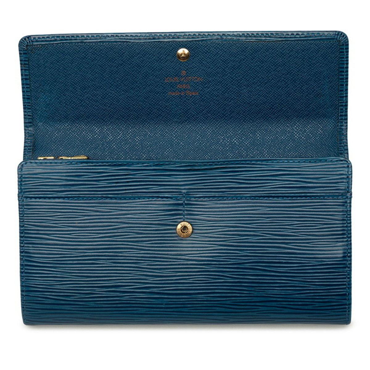 Louis Vuitton Toledo Blue Leather Long Wallet (Bi-Fold) (Pre-Owned)