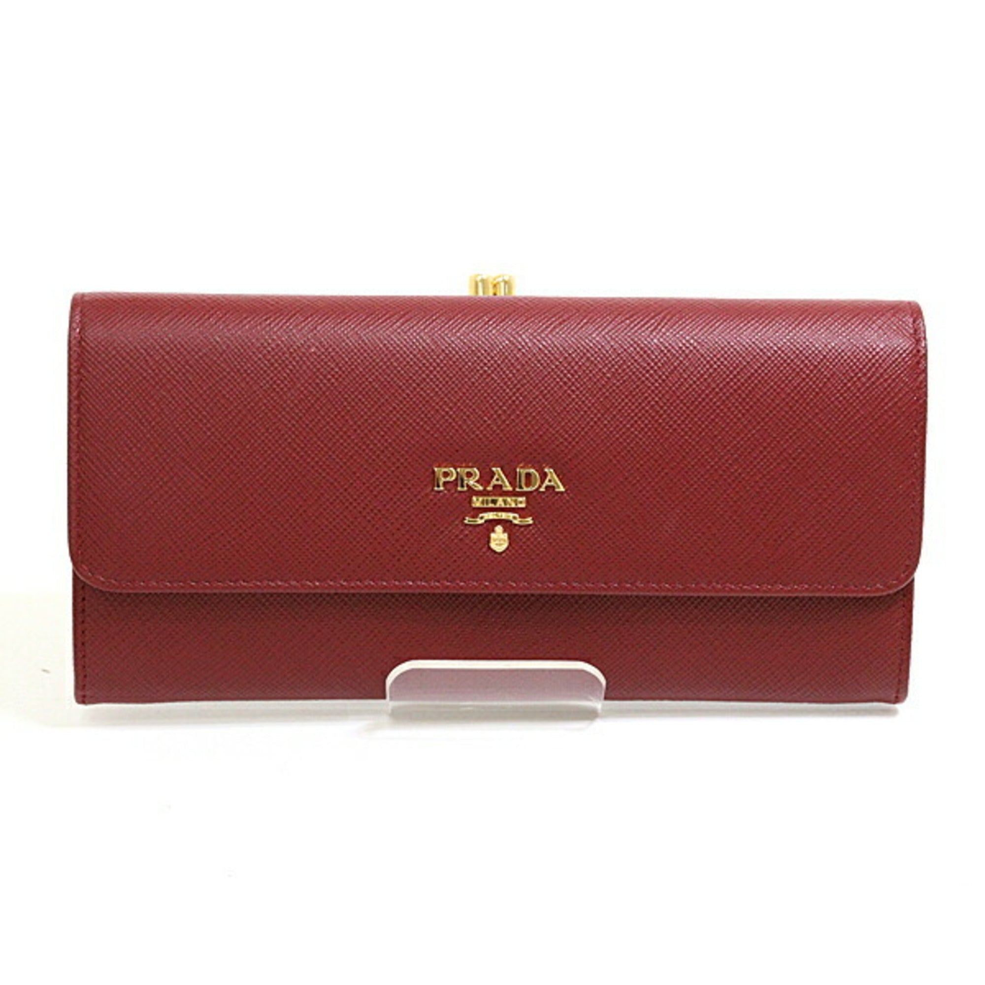 Prada Bordeaux Saffiano Long Wallet (Bi-Fold) (Pre-Owned)
