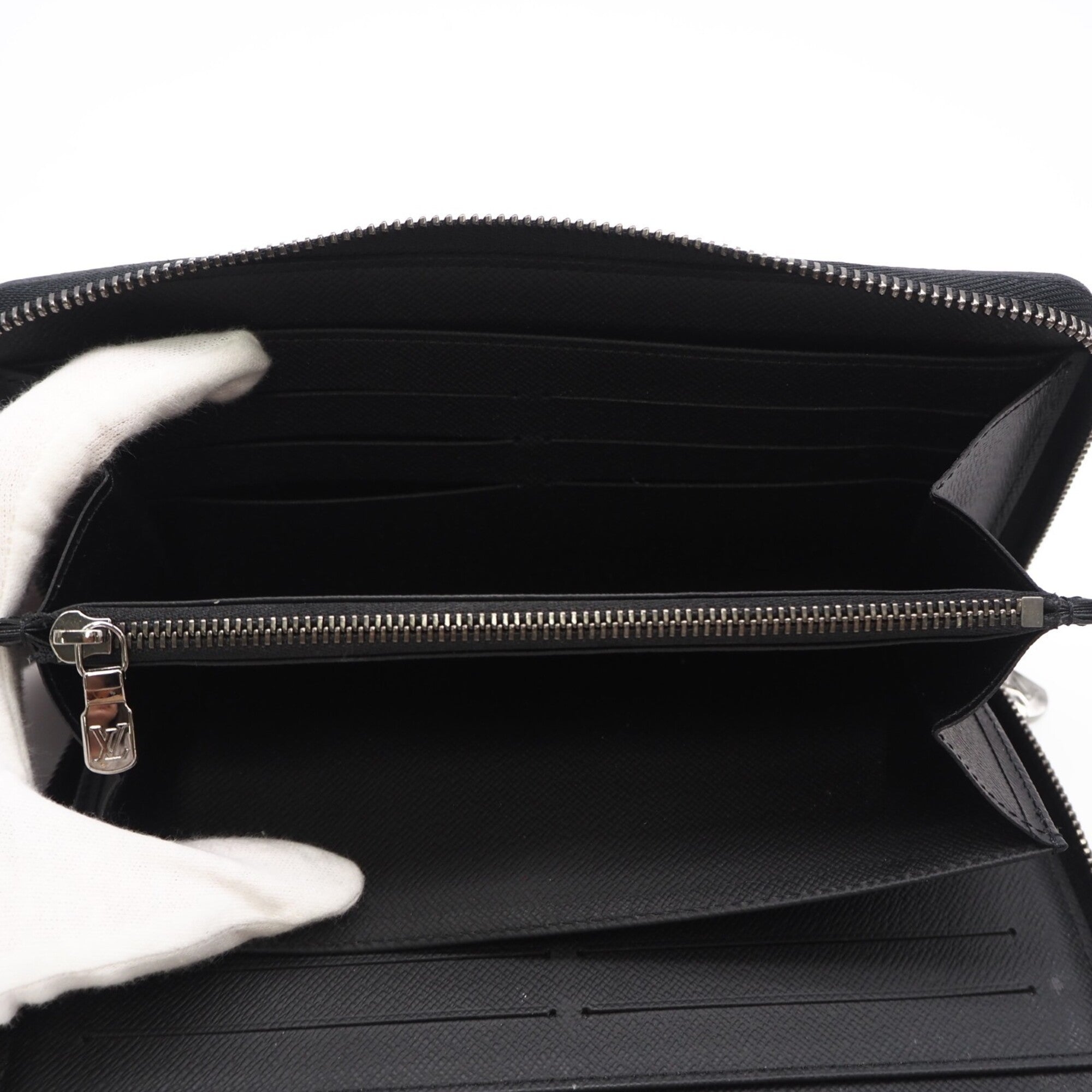 Louis Vuitton Black Gray Coated Canvas Leather Long Wallet (Bi-Fold) (Pre-Owned)