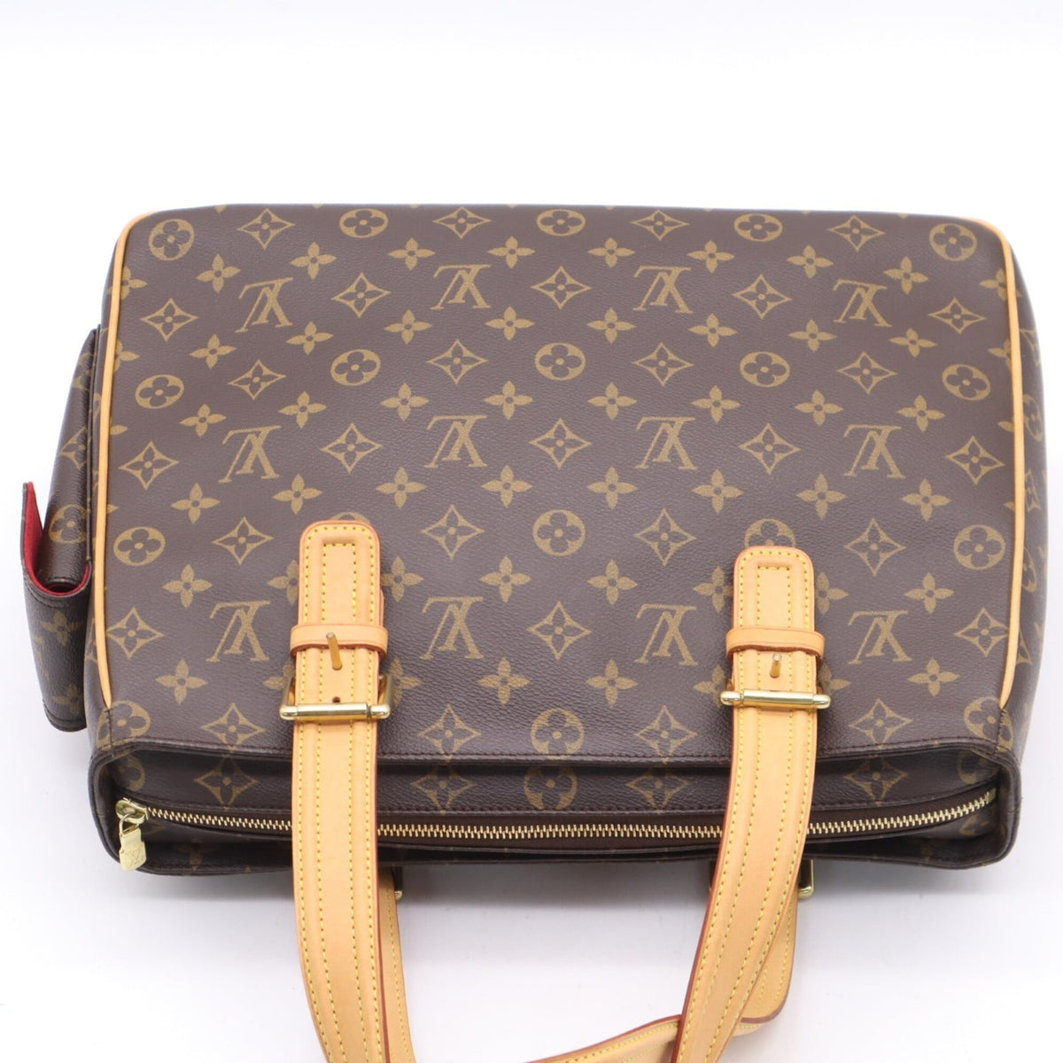 Louis Vuitton Beige Brown Coated Canvas Leather Handbag (Pre-Owned)