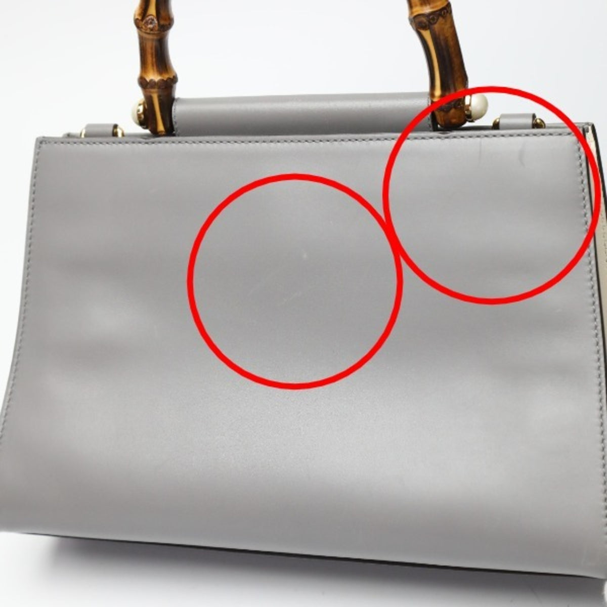 Gucci Gray Bamboo Handbag (Pre-Owned)