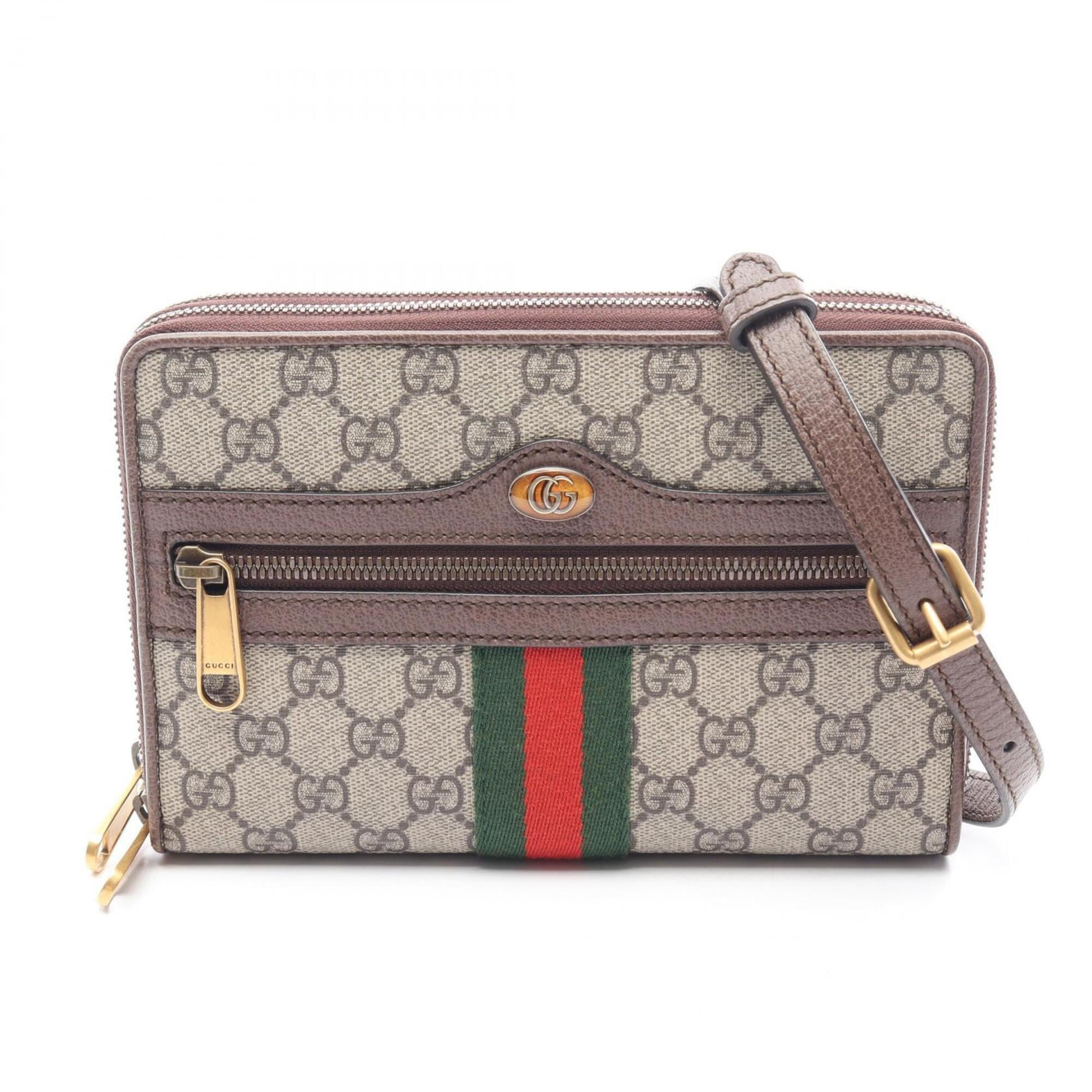Gucci Beige Brown Multi-Color Pvc Coated Canvas Leather Shoulder Bag (Pre-Owned)