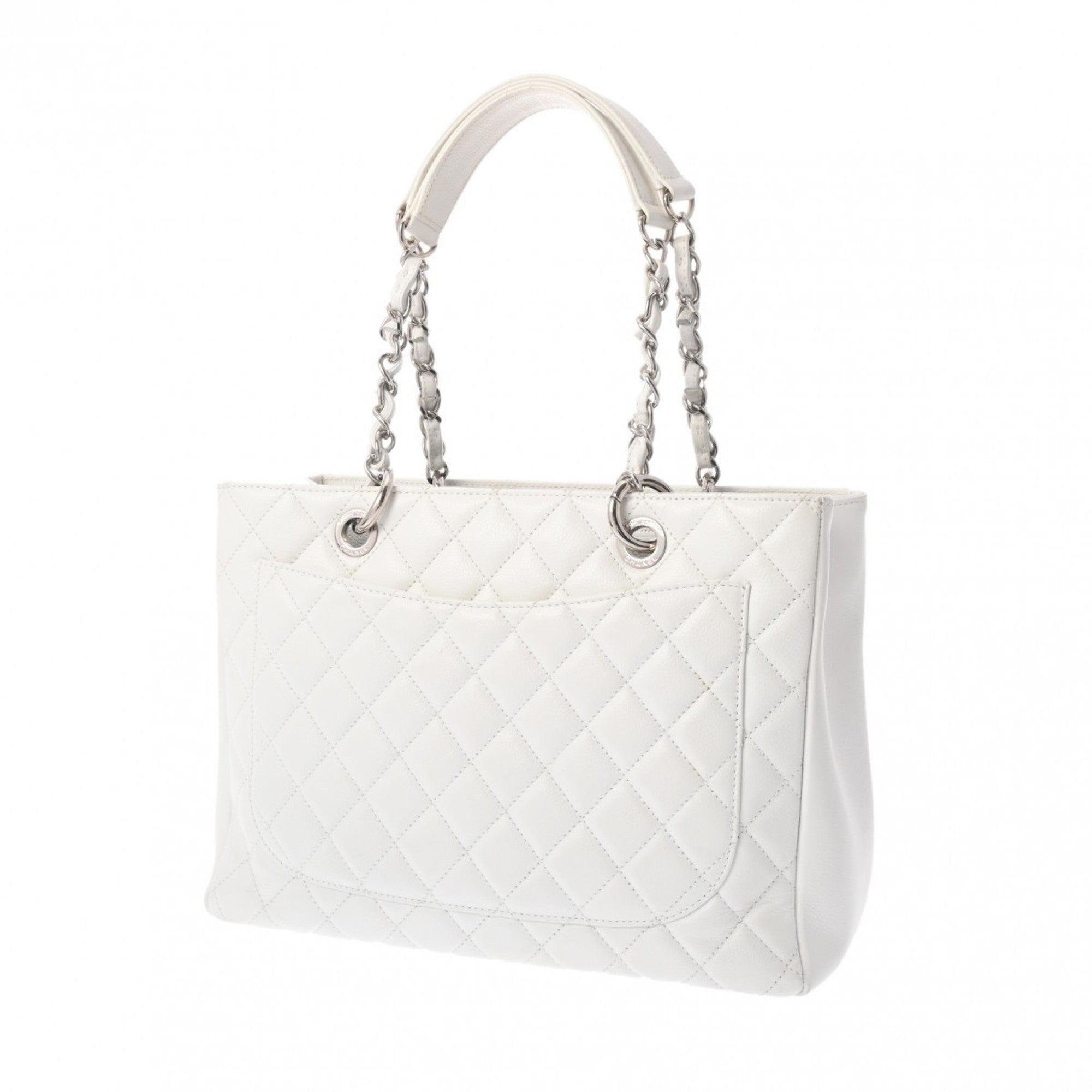 Chanel Black White Caviar Leather Tote Bag (Pre-Owned)