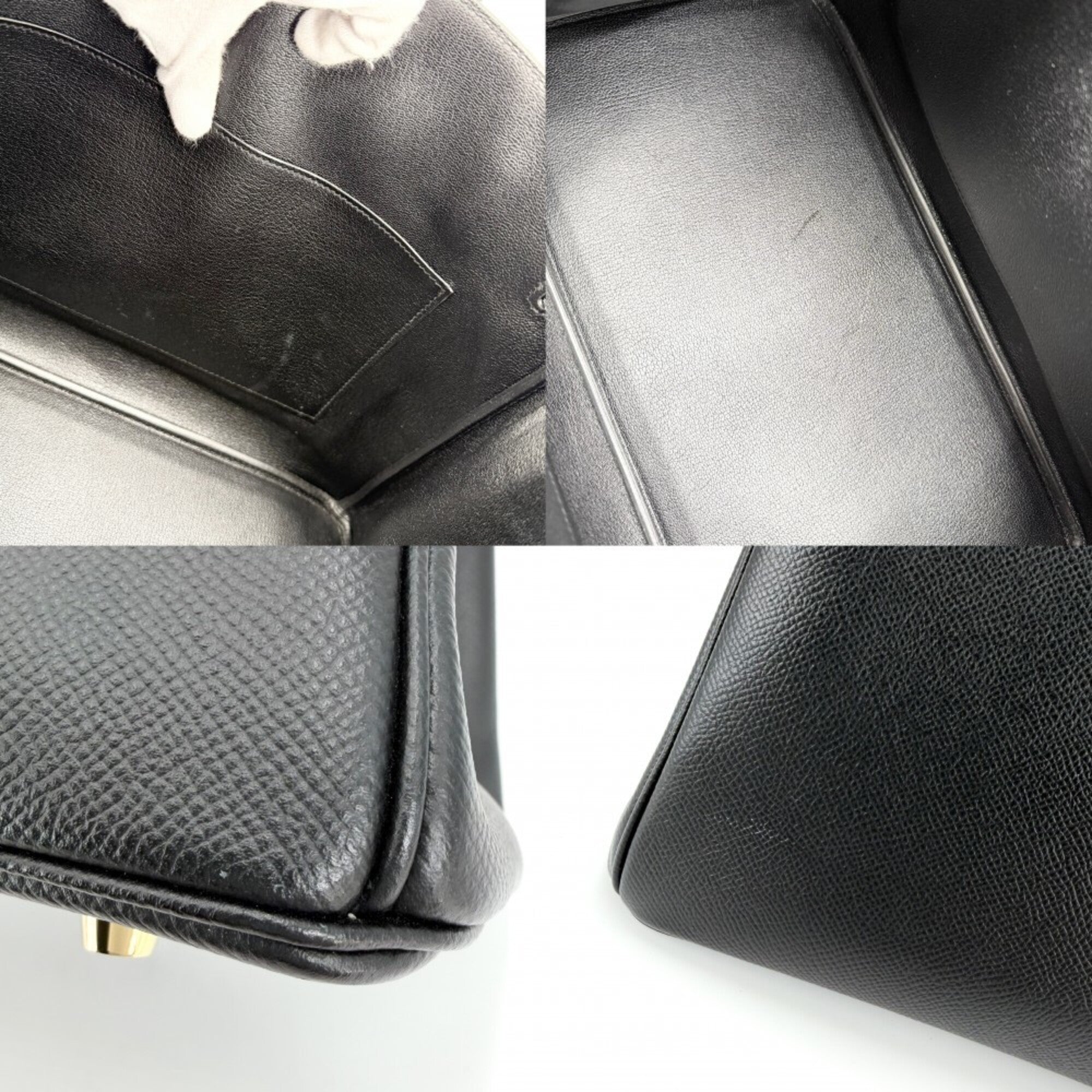 Hermes Black Leather Handbag (Pre-Owned)