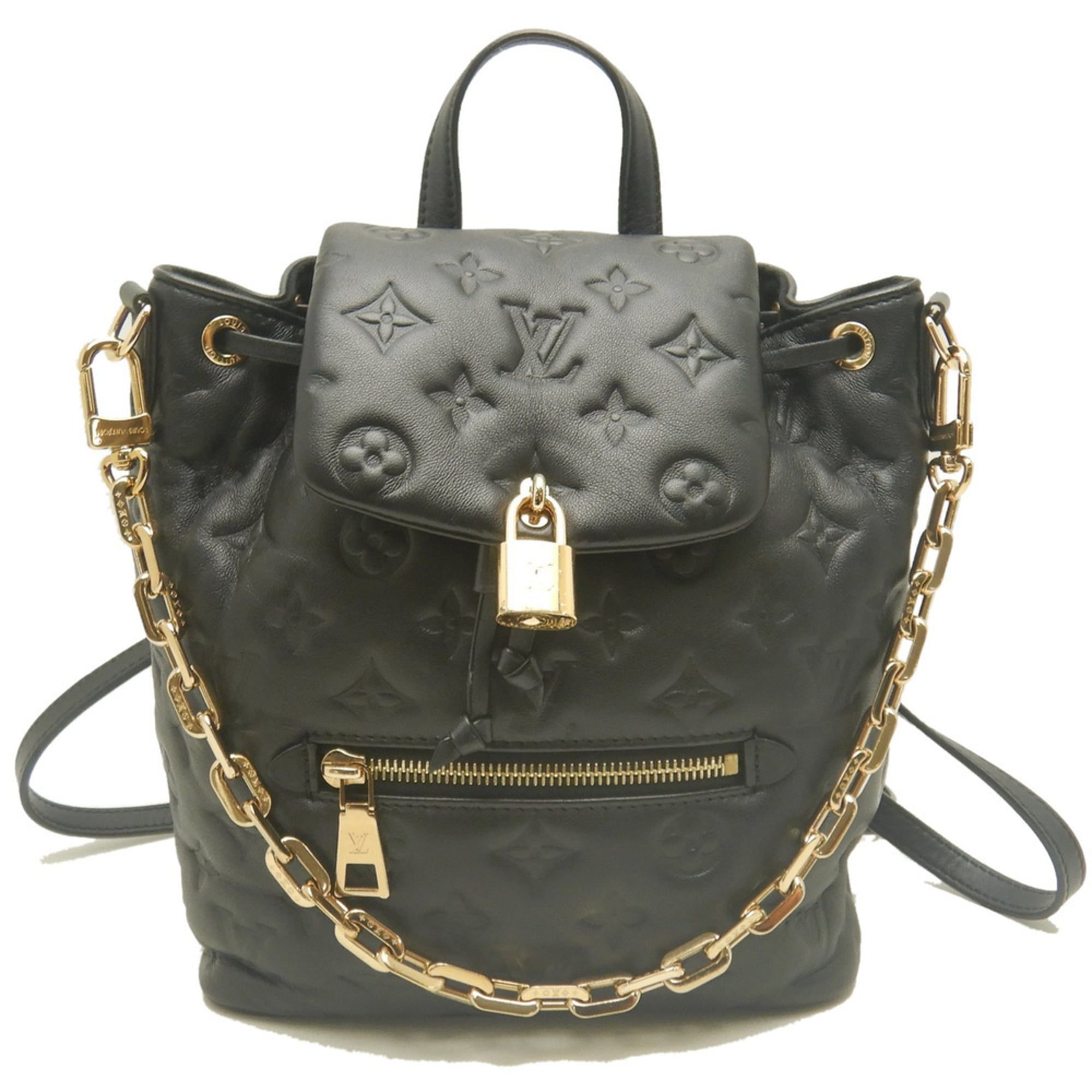 Louis Vuitton Noir Leather Backpack (Pre-Owned)